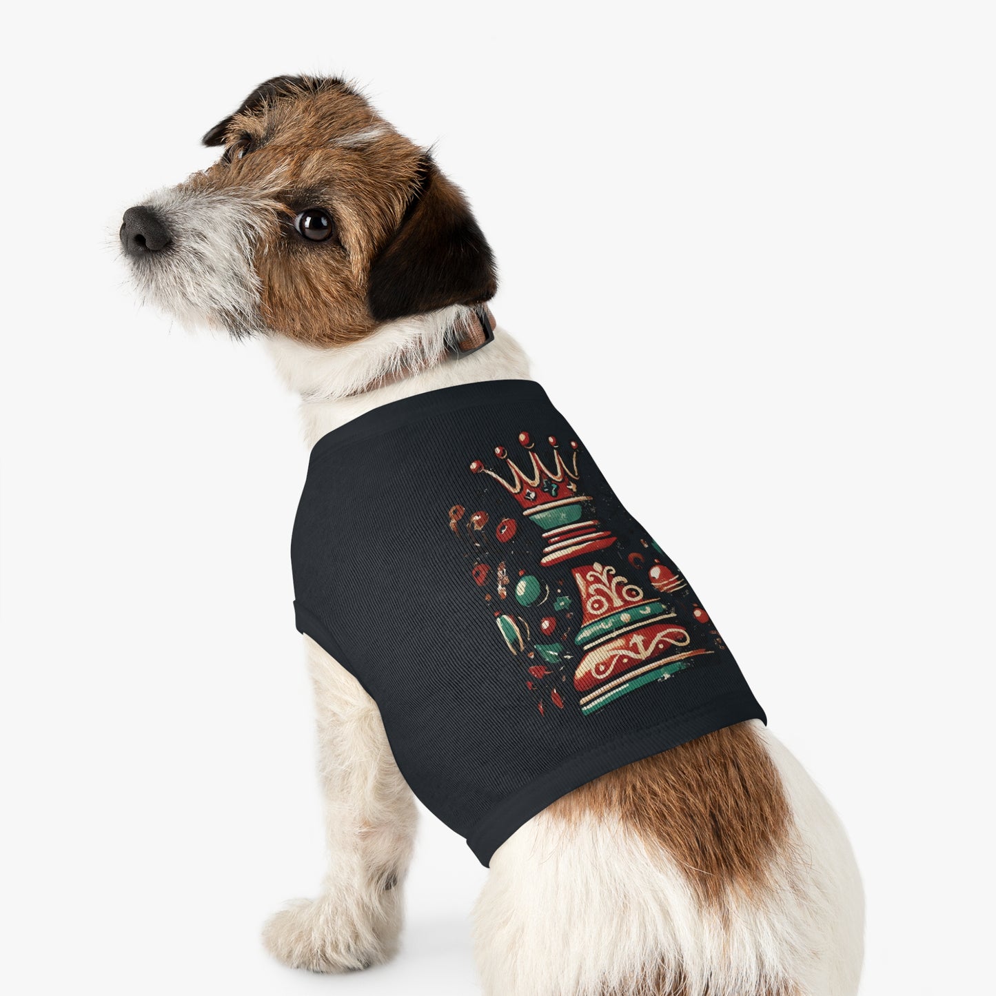 Camiseta para Mascotas de Algodón – Estilo Navideño Reina Ajedrez Vintage   Pets