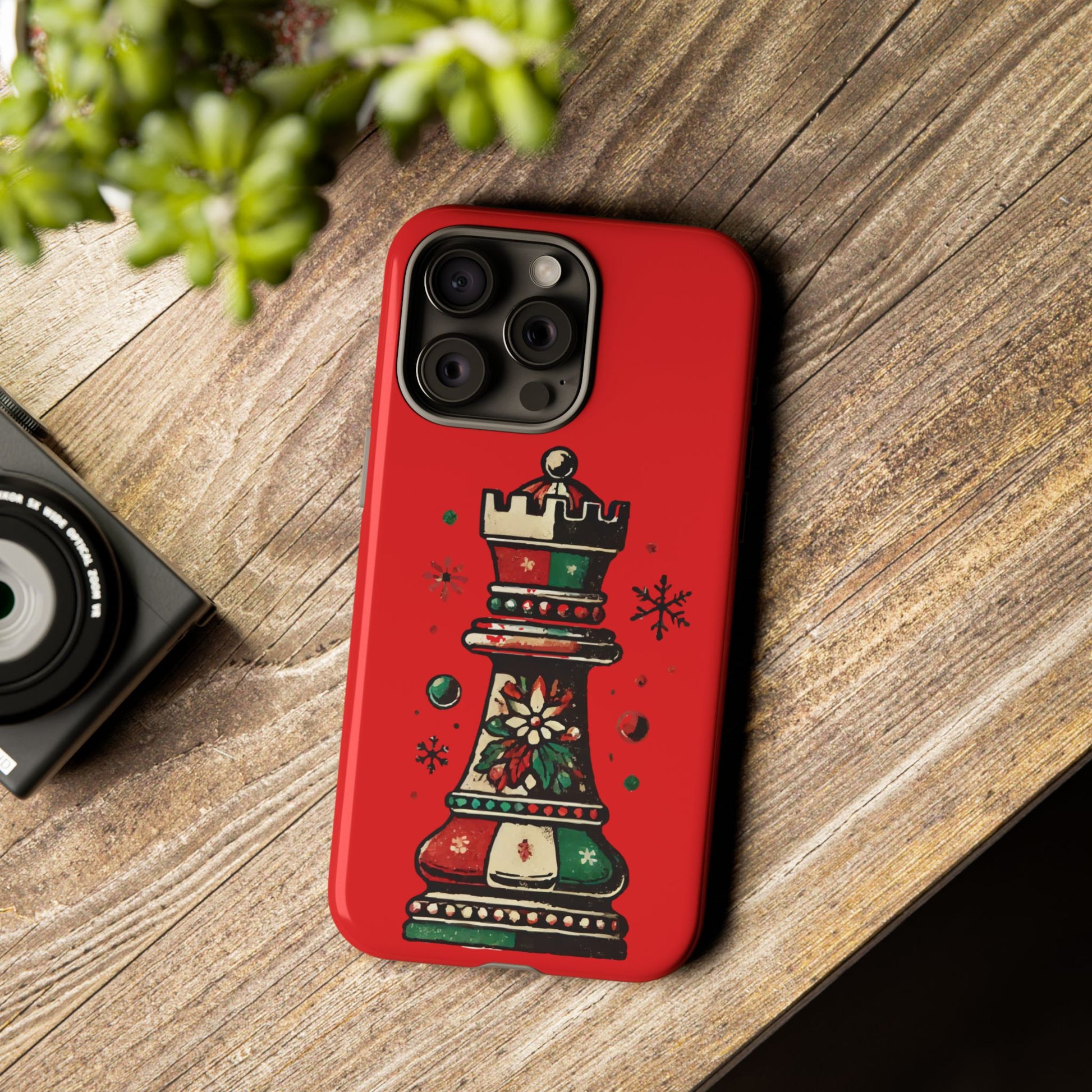 Funda Protectora para Móvil con Diseño de Torre de Ajedrez Vintage Navideño   Phone Case