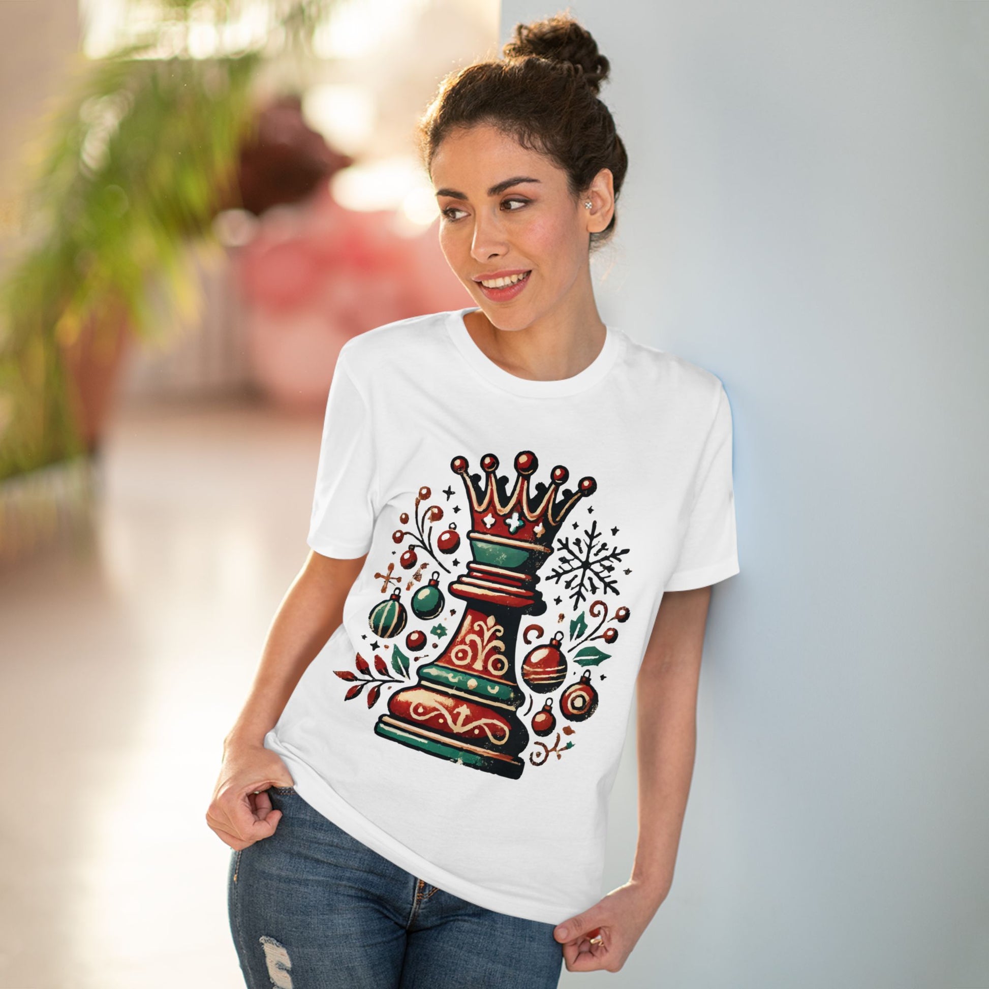 Camiseta Unisex Creador Orgánico con Diseño Reina Vintage Navideño   T-Shirt