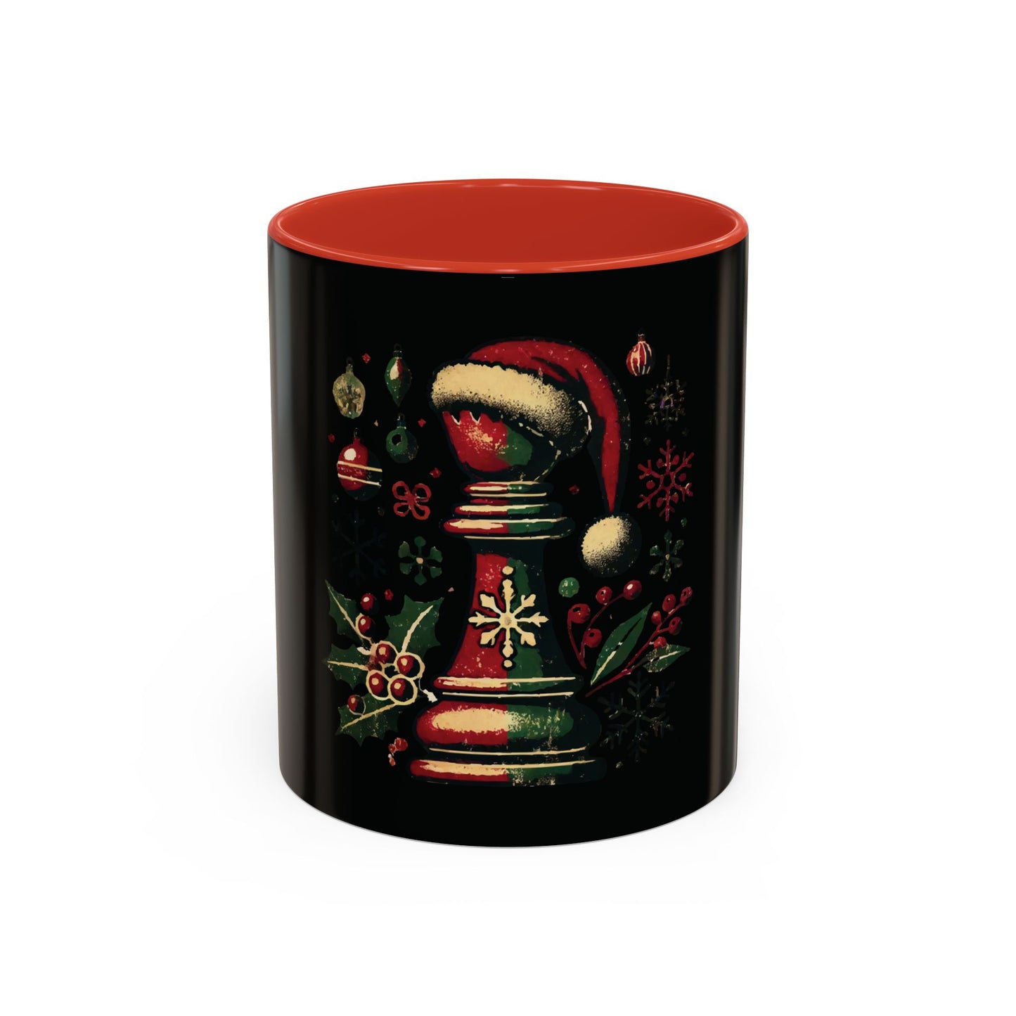 Taza de Café con Alfil de Ajedrez Vintage Navideño - Estilo y Sostenibilidad   Mug  15.00 11oz-Red