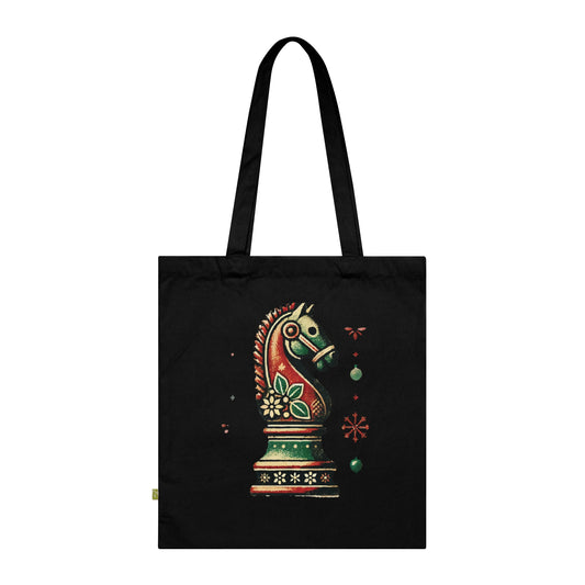 Bolsa Tote de Algodón Orgánico Caballo de Ajedrez Vintage Navideño   Bags  24.00 Black-15-x-16.5