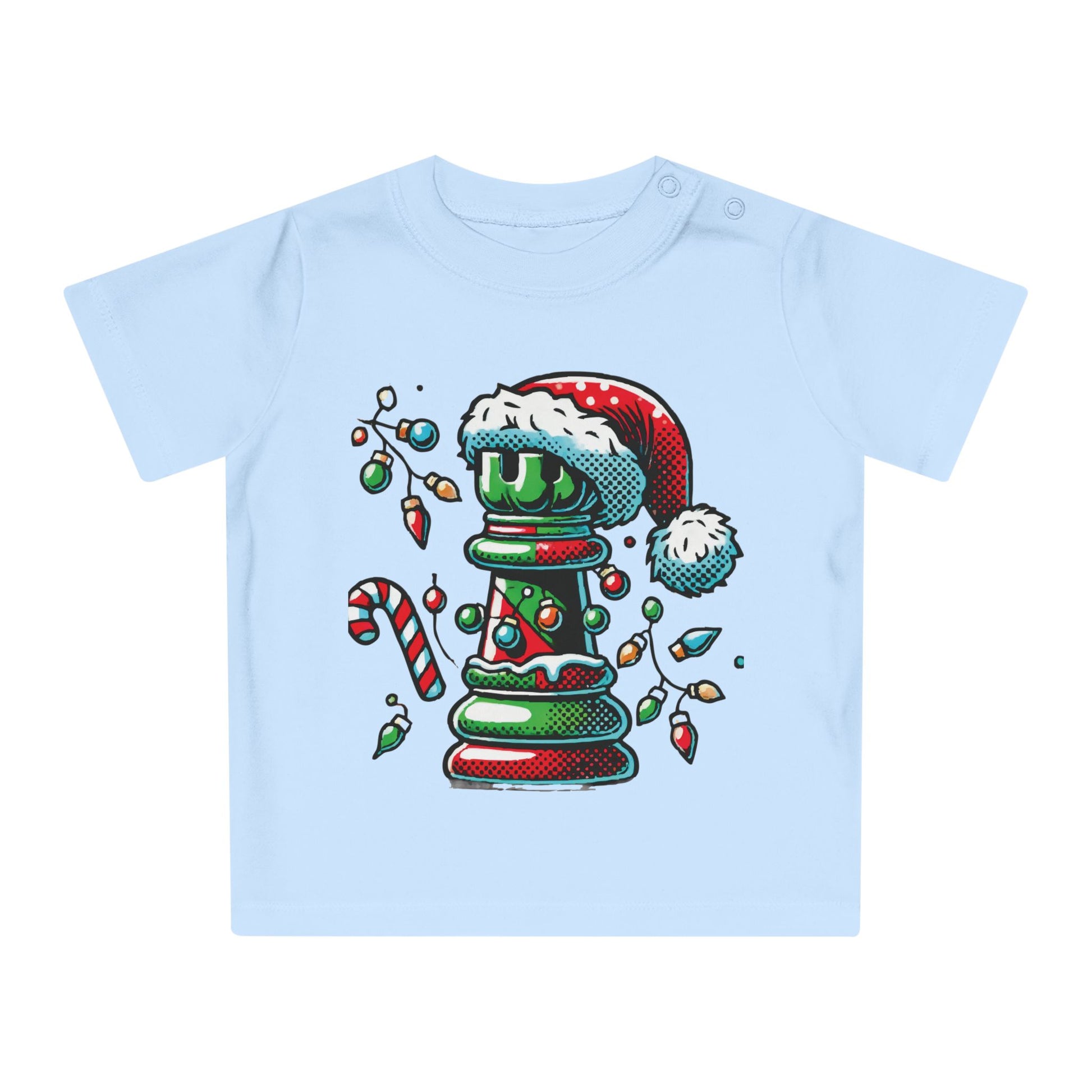 Camiseta de Bebé 100% Algodón Orgánico – Diseño Torre Ajedrez Pop Art Navideño   Kids clothes