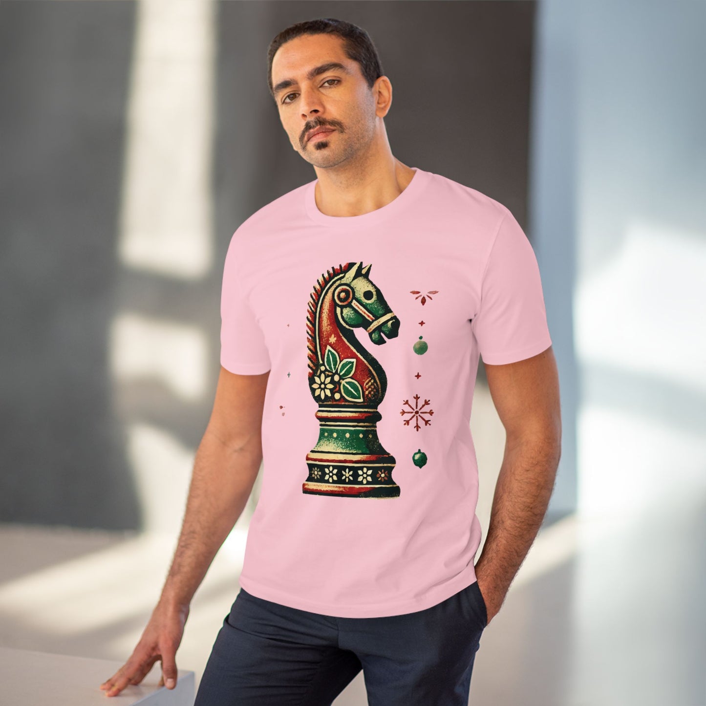 Camiseta Unisex de Algodón Orgánico con Diseño de Caballo Vintage Navideño   T-Shirt