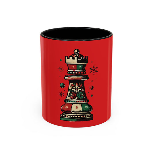 Taza de café con diseño de torre de ajedrez vintage navideño, 11 y 15 oz   Mug  15.00 11oz-Black