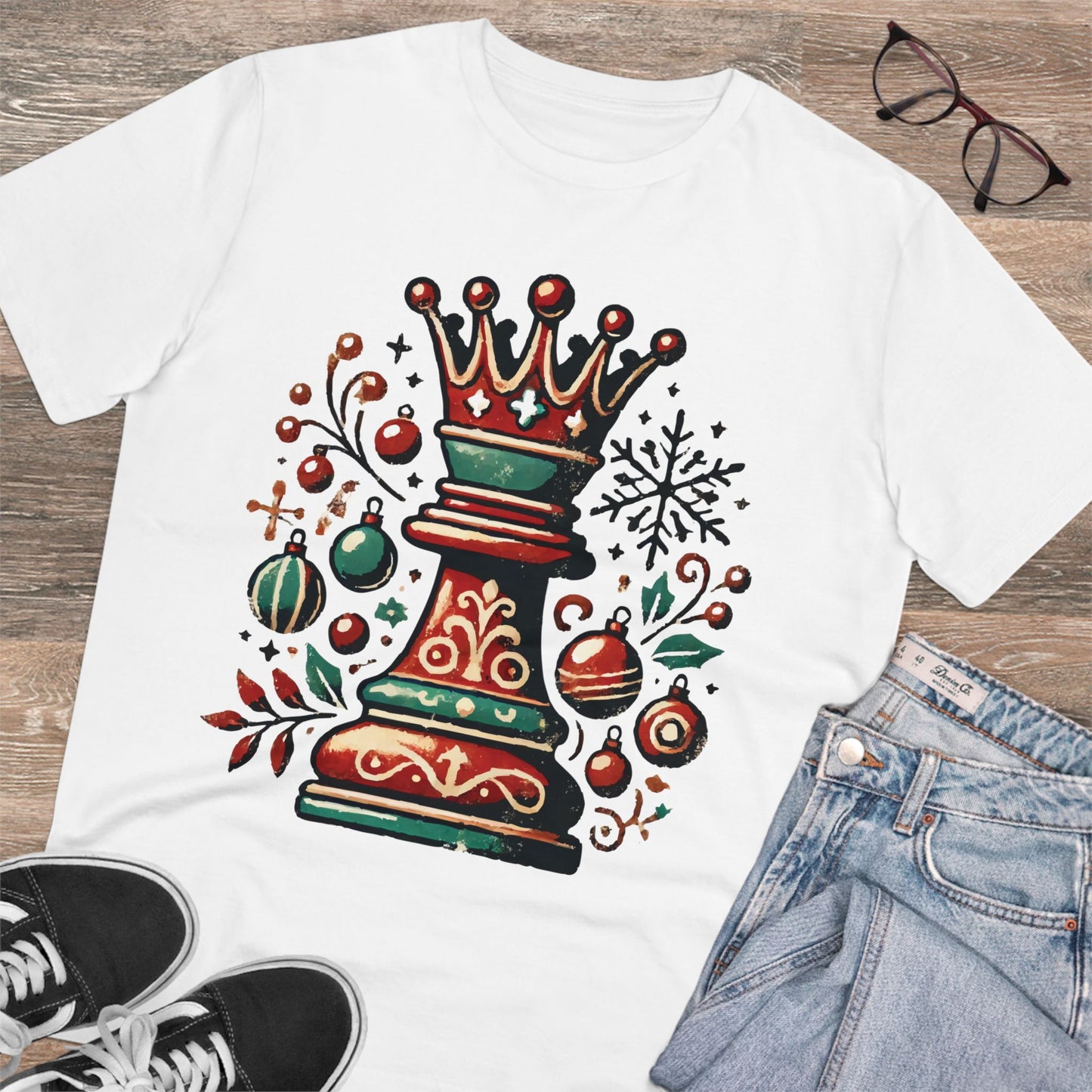 Camiseta Unisex Creador Orgánico con Diseño Reina Vintage Navideño   T-Shirt  27.00 White-2XL