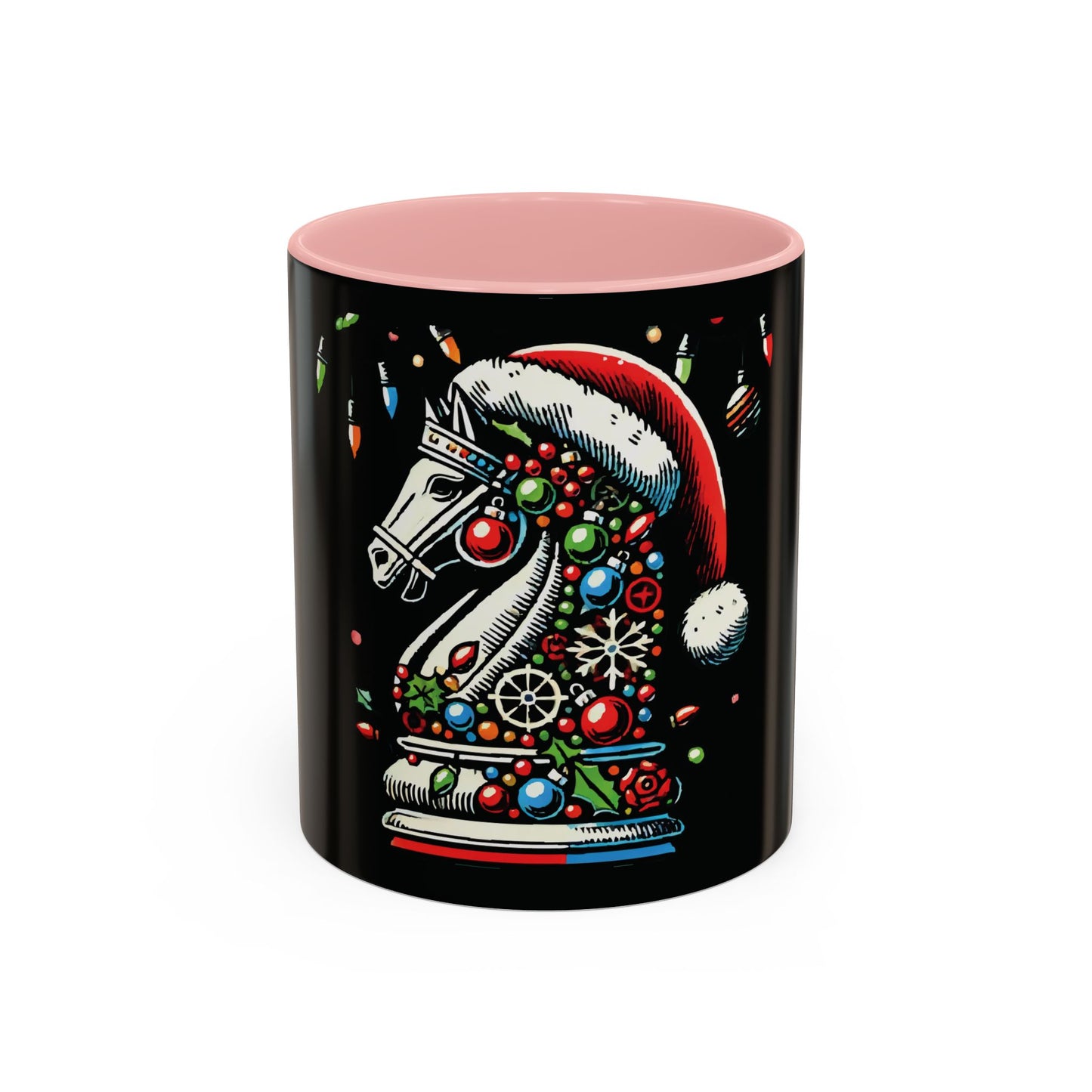 Taza de Cerámica Navidad Pop Art (Caballo de Ajedrez) - 11 y 15 oz   Mug  15.00 11oz-Pink