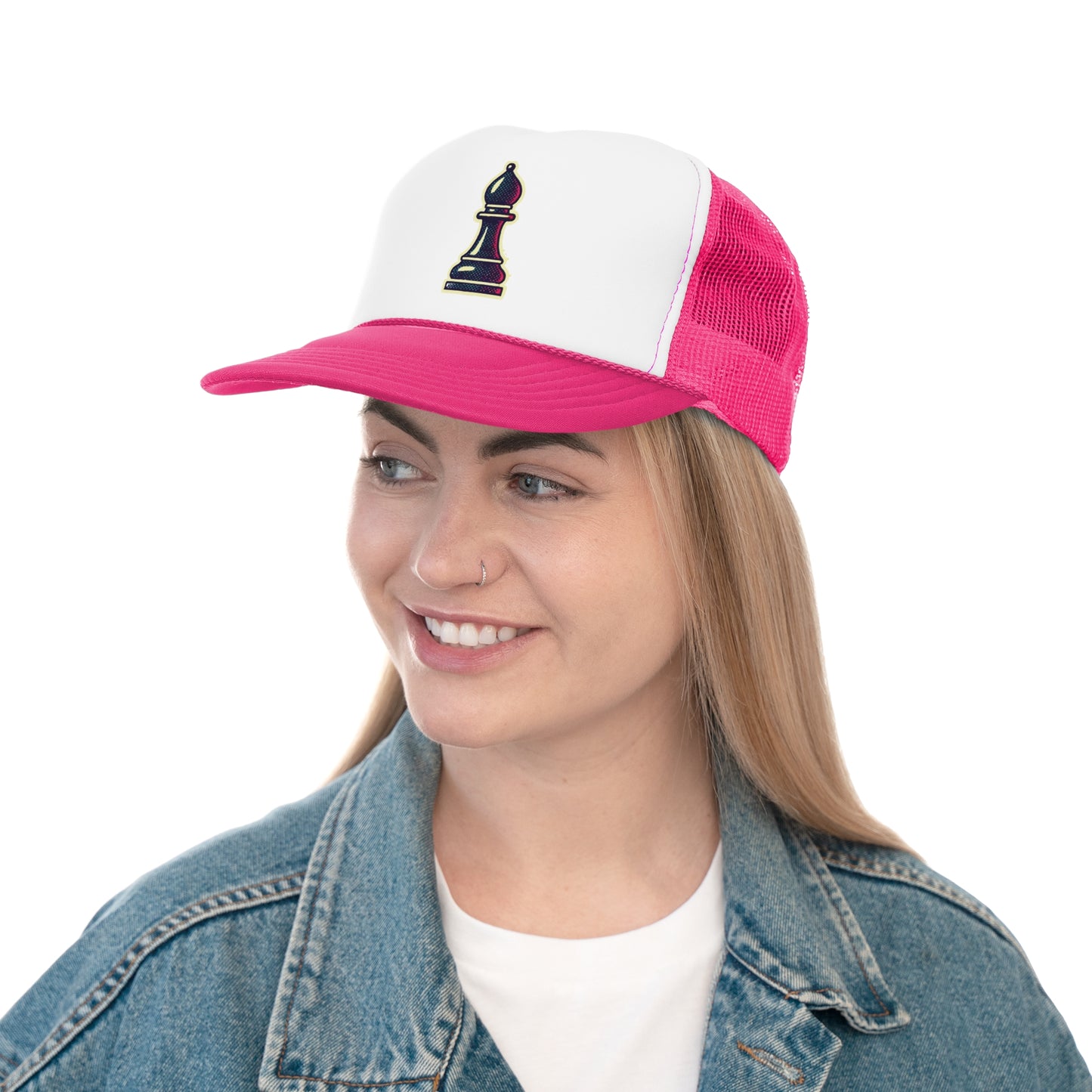 “Gorra Trucker Alfil de Ajedrez – Diseño Pop Art y Ajuste Moderno”   Hats