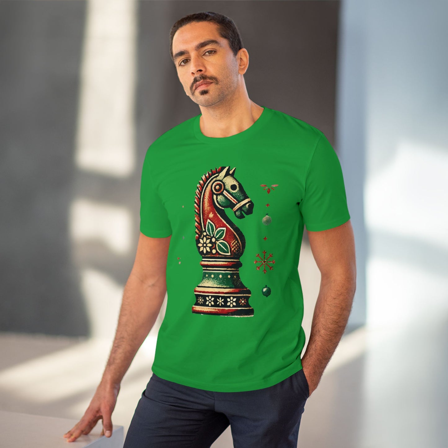 Camiseta Unisex de Algodón Orgánico con Diseño de Caballo Vintage Navideño   T-Shirt