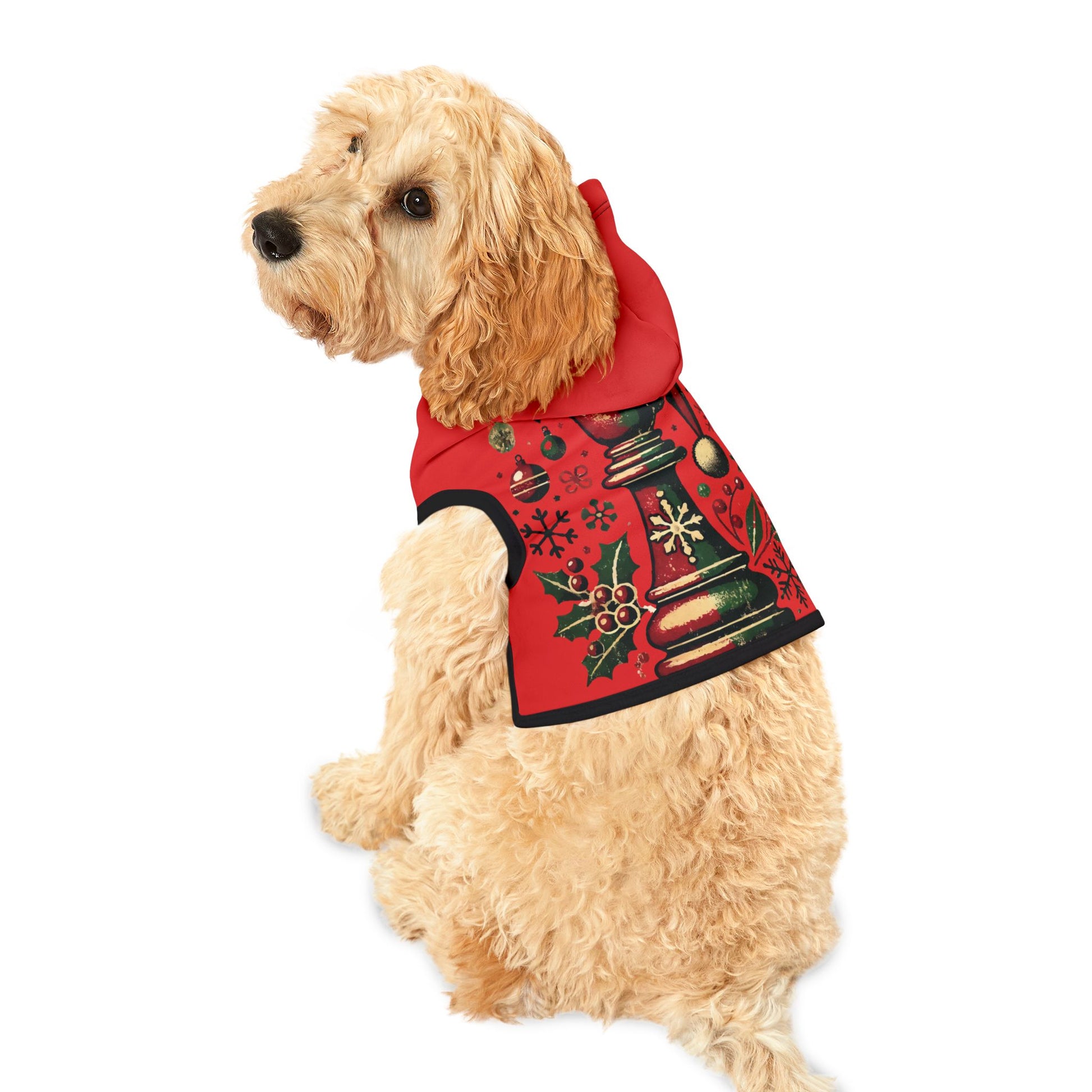 Sudadera para Mascotas con Capucha - Alfil de Ajedrez Vintage Navideño   Pets