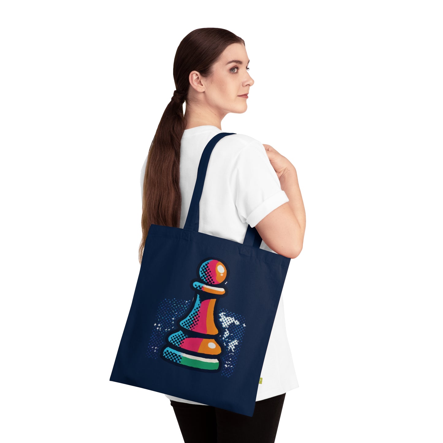 “Bolso Tote Algodón Orgánico Peón de Ajedrez – Arte Gráfico Único”   Bags