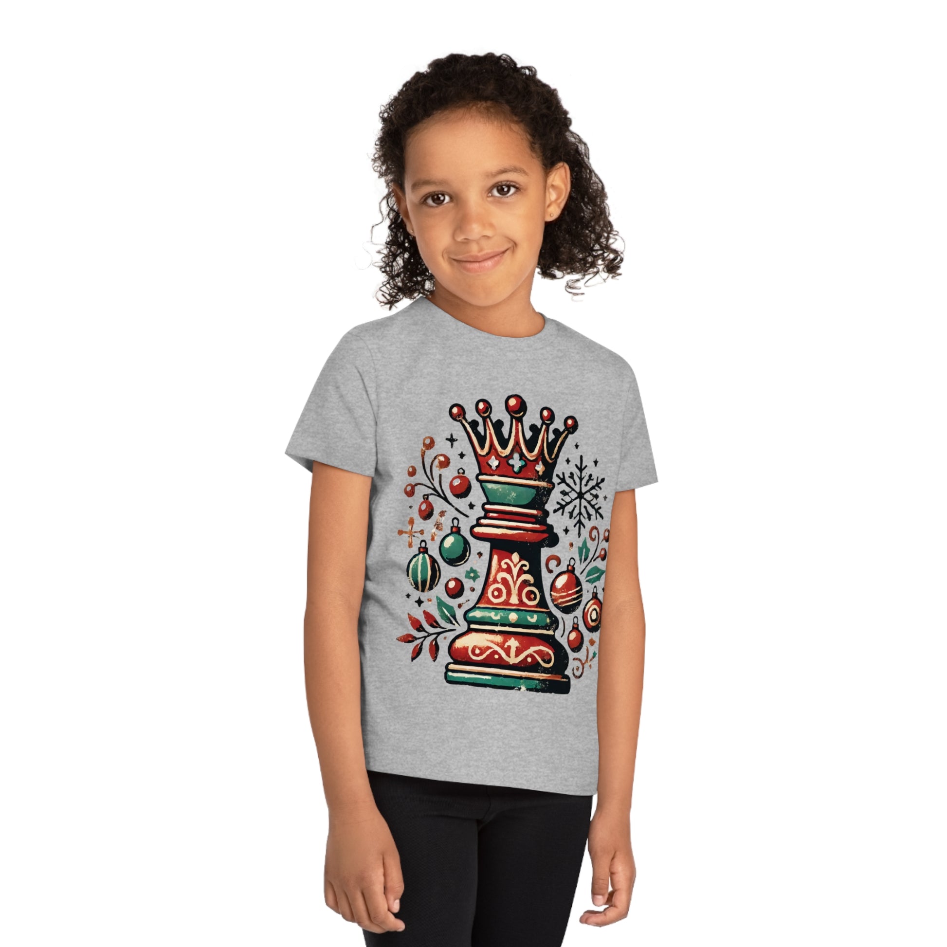 Camiseta Infantil Creator – Reina Ajedrez Vintage, Estilo Navideño Único   Kids clothes