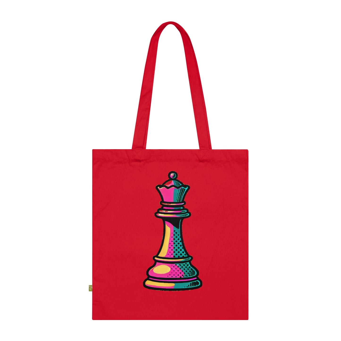 “Bolso Tote Algodón Orgánico Reina de Ajedrez – Diseño Pop Art Ecológico”   Bags  24.00 Classic-Red-15-x-16.5