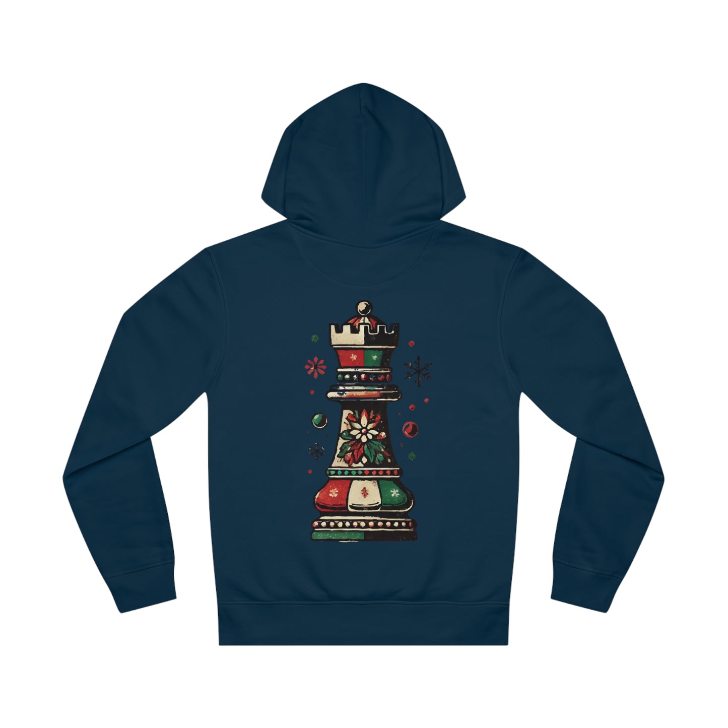 Unisex Drummer Hoodie con Torre de Ajedrez Vintage Navideña   Hoodie