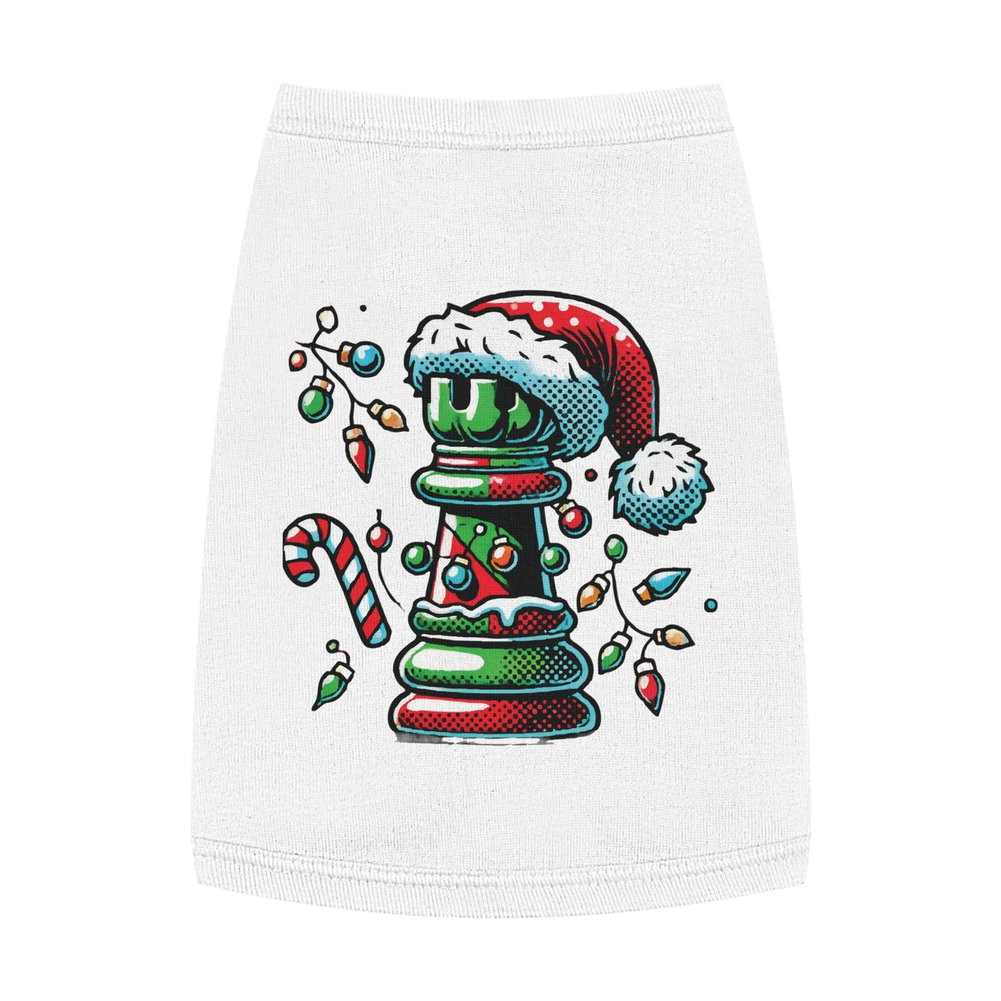 Tank Top para Mascotas – Torre de Ajedrez Estilo Pop Art Navideño   Pets  36.00 M-White