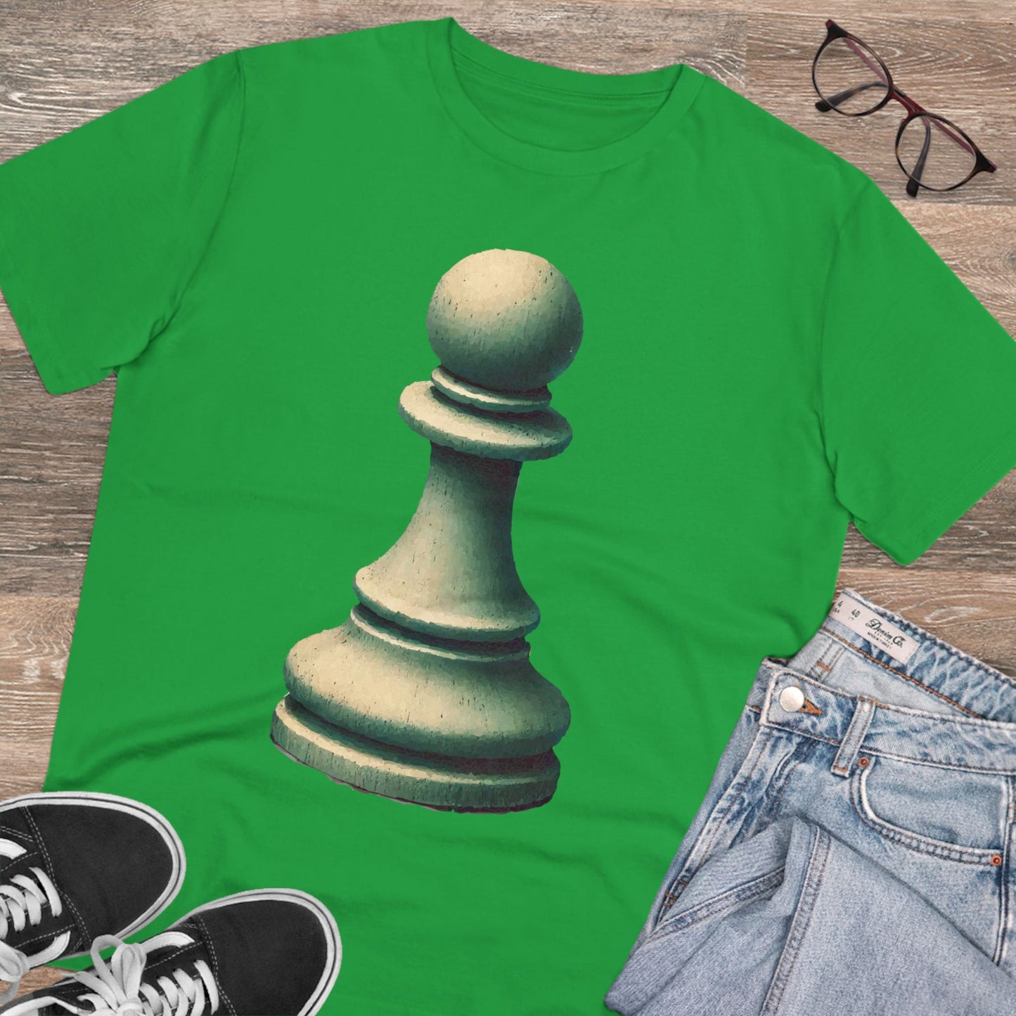 “Organic Unisex T-Shirt – Vintage Pawn Design, 100% Organic Cotton”   T-Shirt  33.00 Fresh-Green-2XL