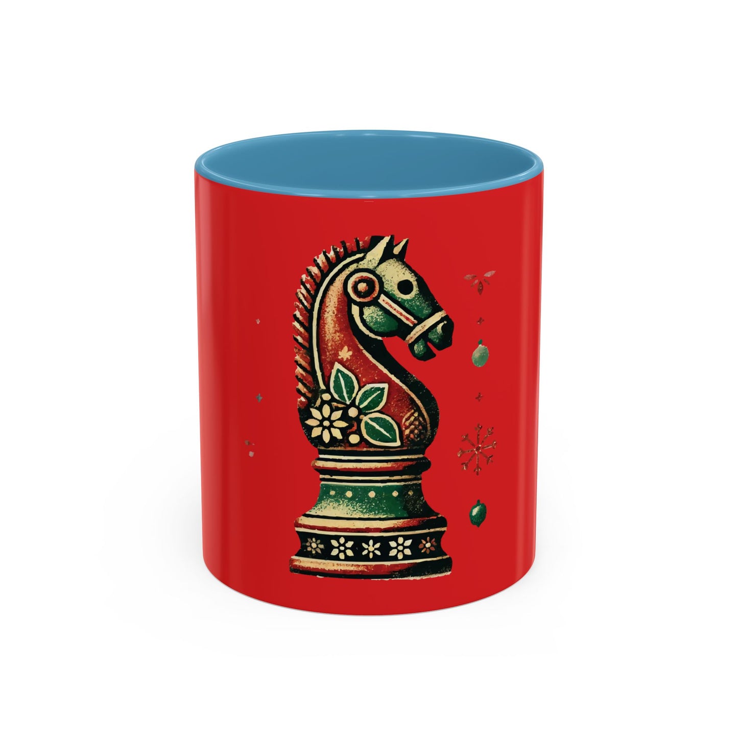 Taza Navideña Vintage de Caballo Ajedrez – Edición Especial Navidad   Mug  15.00 11oz-Light-Blue