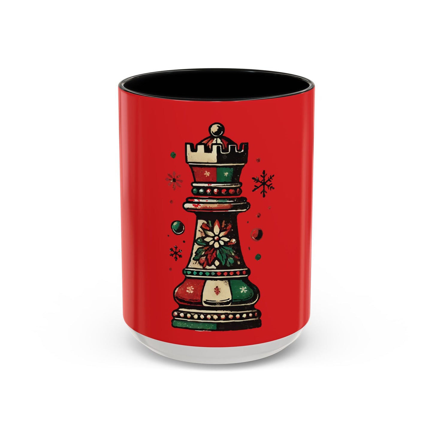 Taza de café con diseño de torre de ajedrez vintage navideño, 11 y 15 oz   Mug  15.00 15oz-Black