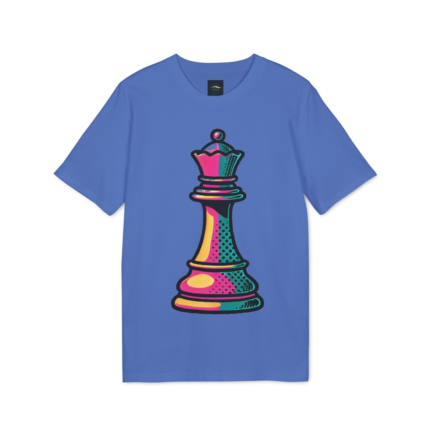 “Camiseta Unisex Algodón Orgánico Reina de Ajedrez – Diseño Pop Art”   T-Shirt  33.00 Bright-Blue-M