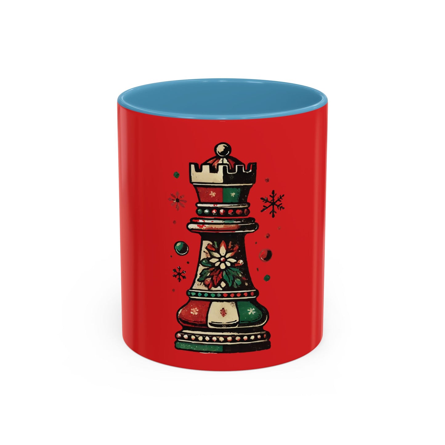 Taza de café con diseño de torre de ajedrez vintage navideño, 11 y 15 oz   Mug  15.00 11oz-Light-Blue