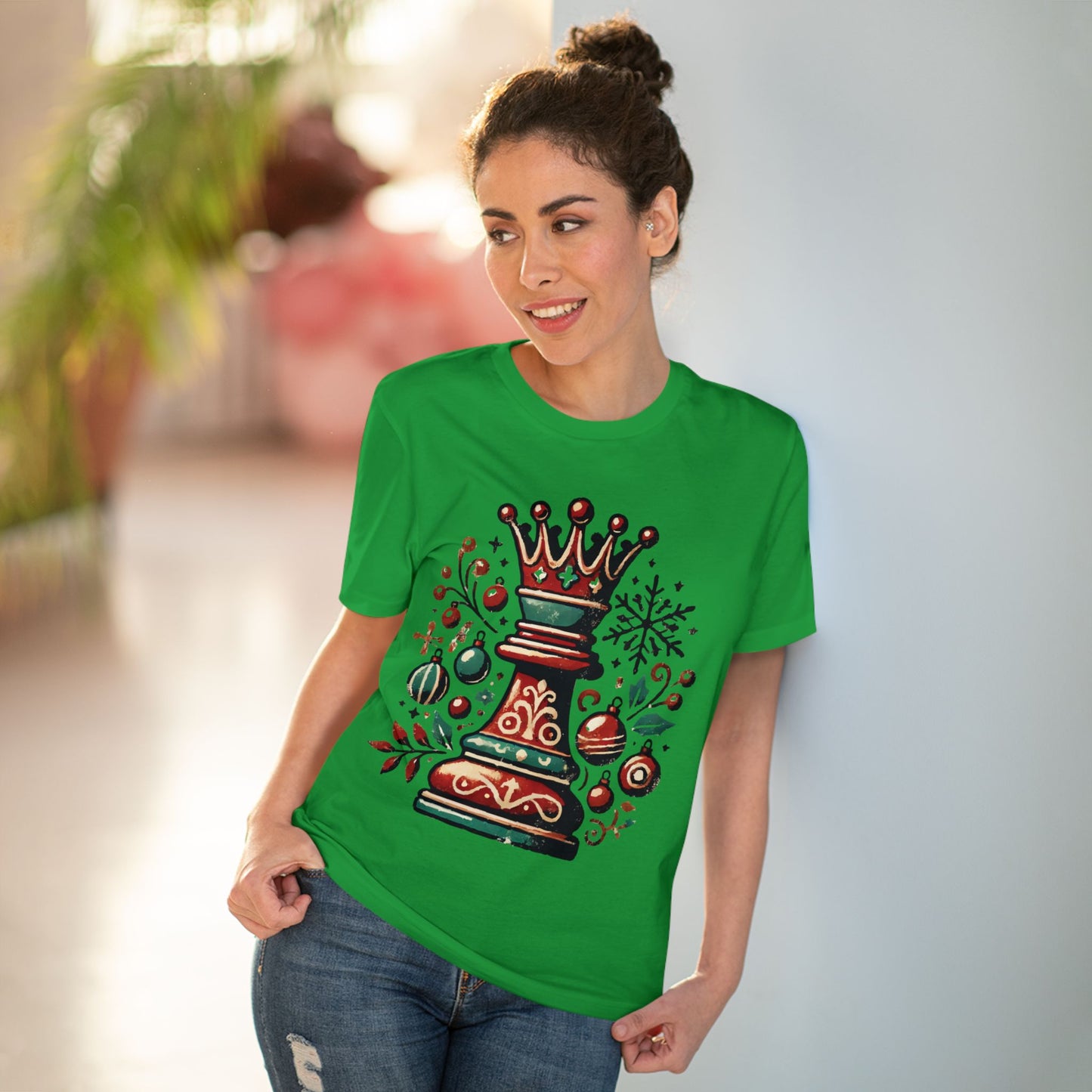 Camiseta Unisex Creador Orgánico con Diseño Reina Vintage Navideño   T-Shirt