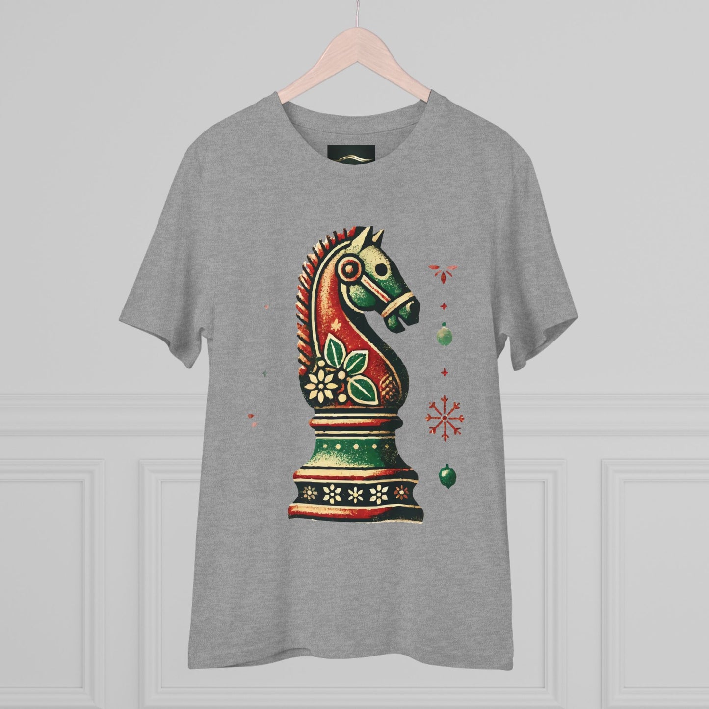 Camiseta Unisex de Algodón Orgánico con Diseño de Caballo Vintage Navideño   T-Shirt