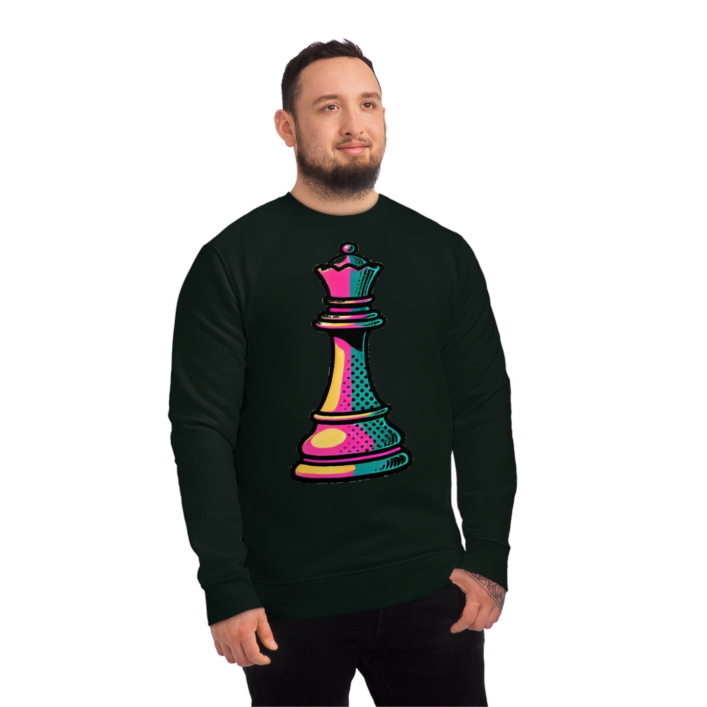 “Sudadera Unisex Orgánica Reina de Ajedrez – Pop Art”   Sweatshirt