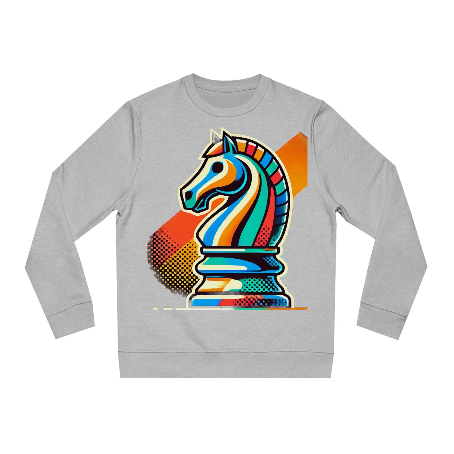 “Sudadera Unisex Caballo de Ajedrez Pop Art – Diseño Sustentable”   Sweatshirt  72.00 Heather-Grey-2XL