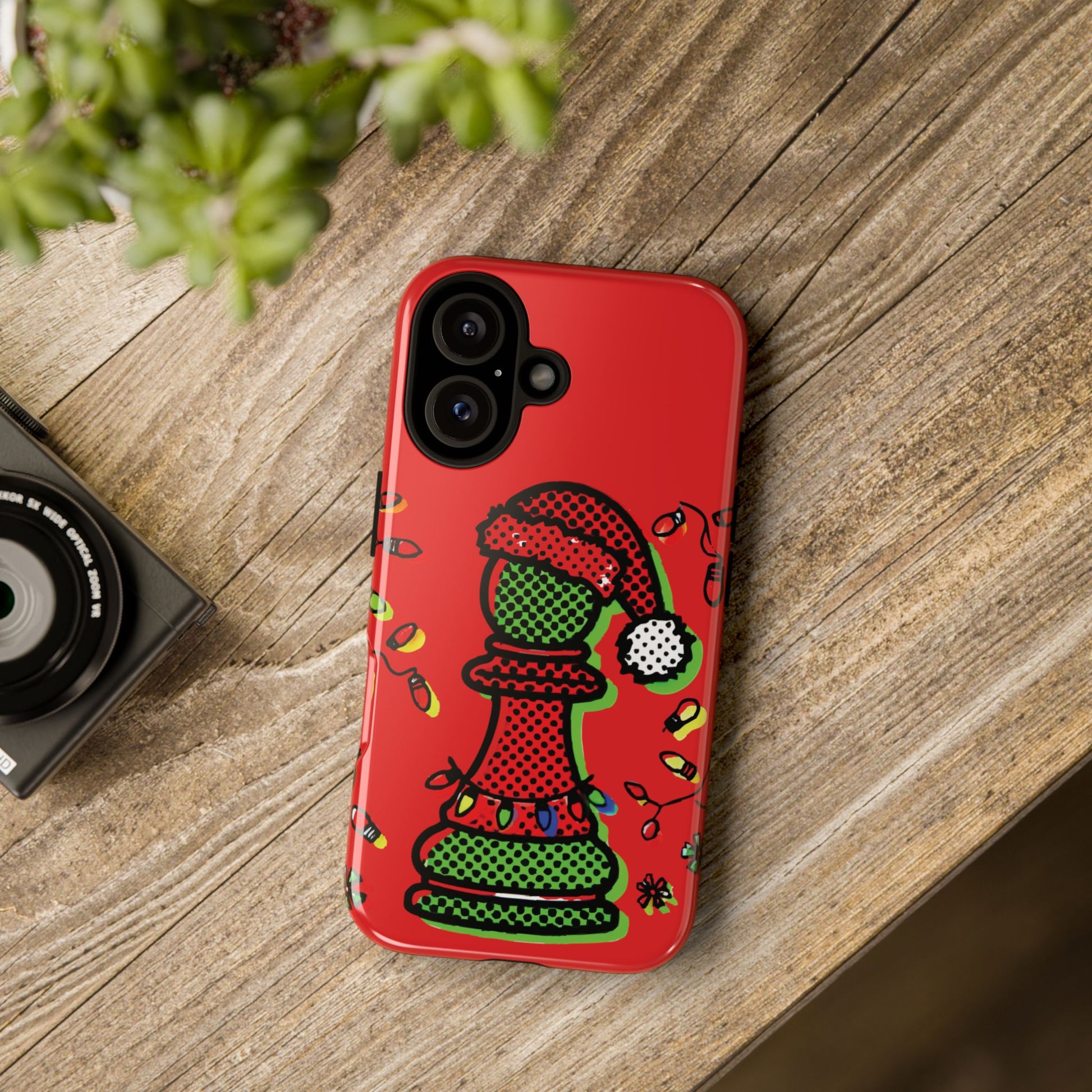 Funda Tough Peón de Ajedrez Navideño Pop Art – iPhone, Samsung y Pixel   Phone Case