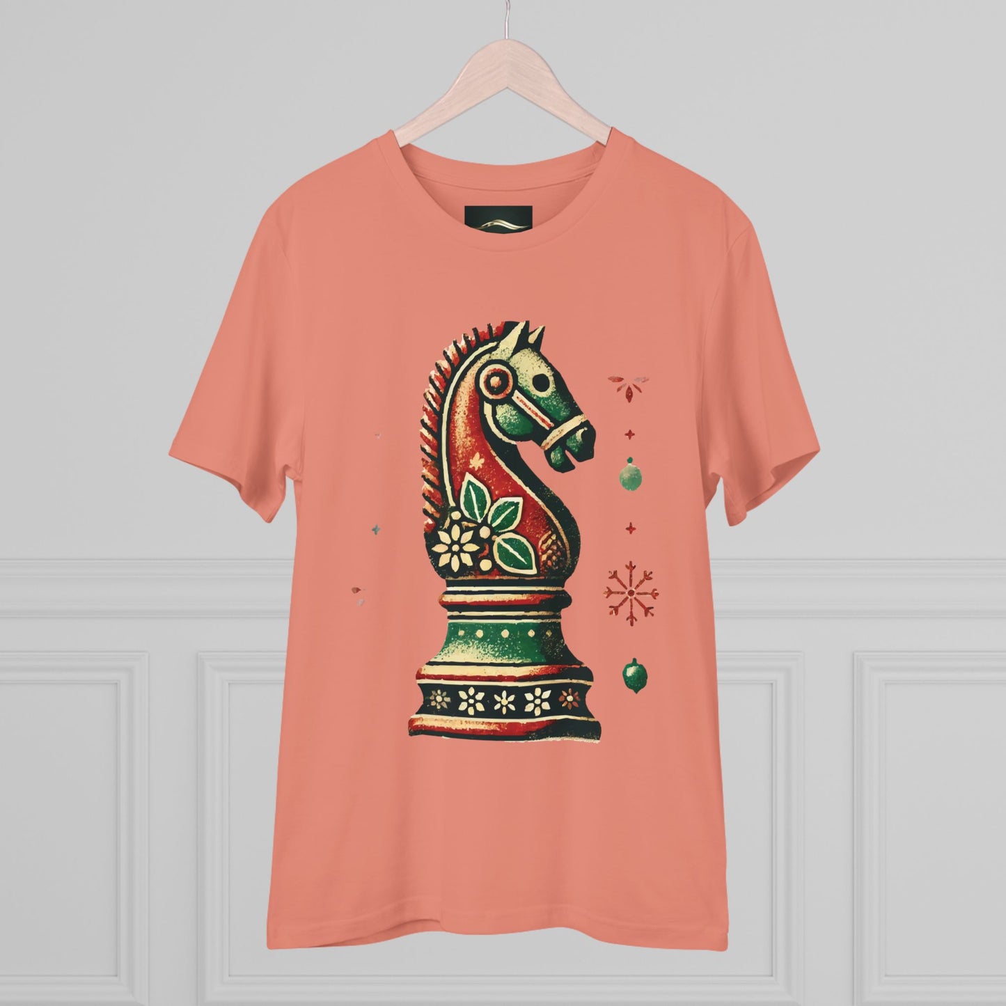 Camiseta Unisex de Algodón Orgánico con Diseño de Caballo Vintage Navideño   T-Shirt