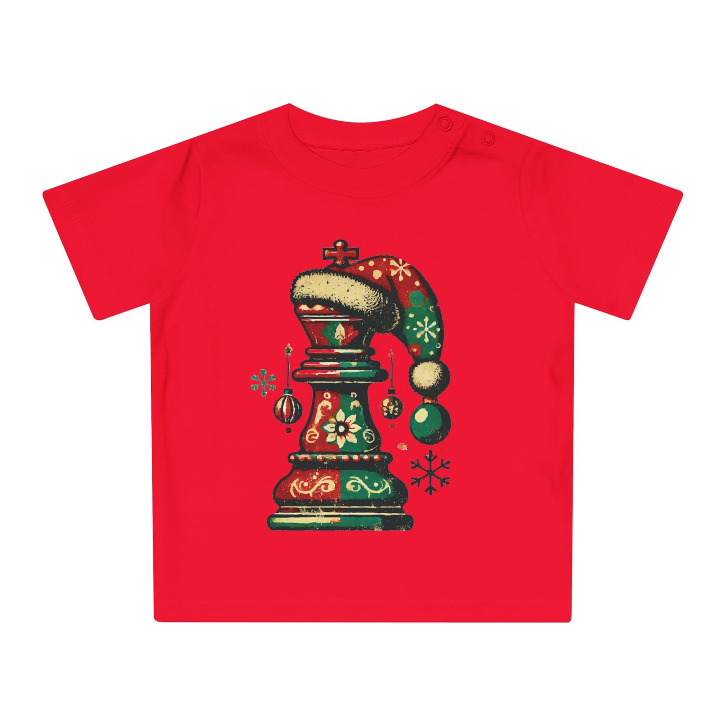 Camiseta Navideña para Bebé – Rey de Ajedrez Vintage, Algodón Orgánico   Kids clothes  27.00 Red-18-24M