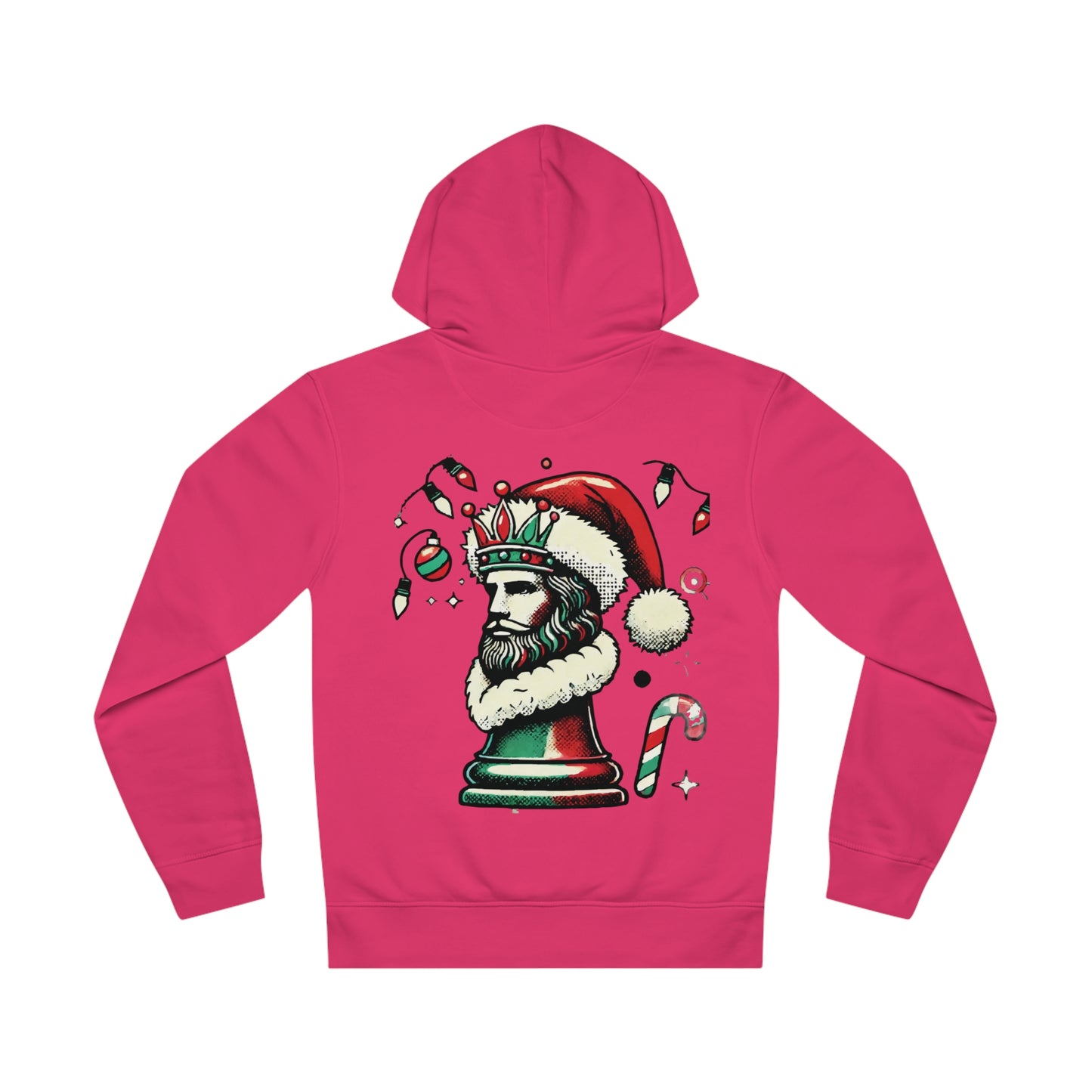 Unisex Drummer Hoodie con Rey de Ajedrez en Estilo Navideño Pop Art   Hoodie