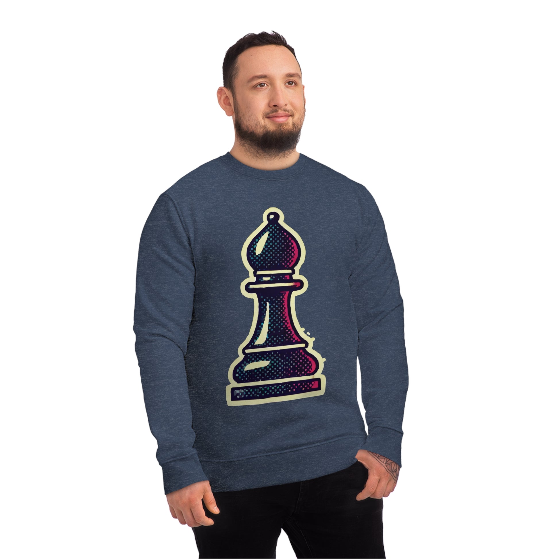 “Sudadera Unisex Alfil de Ajedrez – Diseño Pop Art y Algodón Orgánico”   Sweatshirt