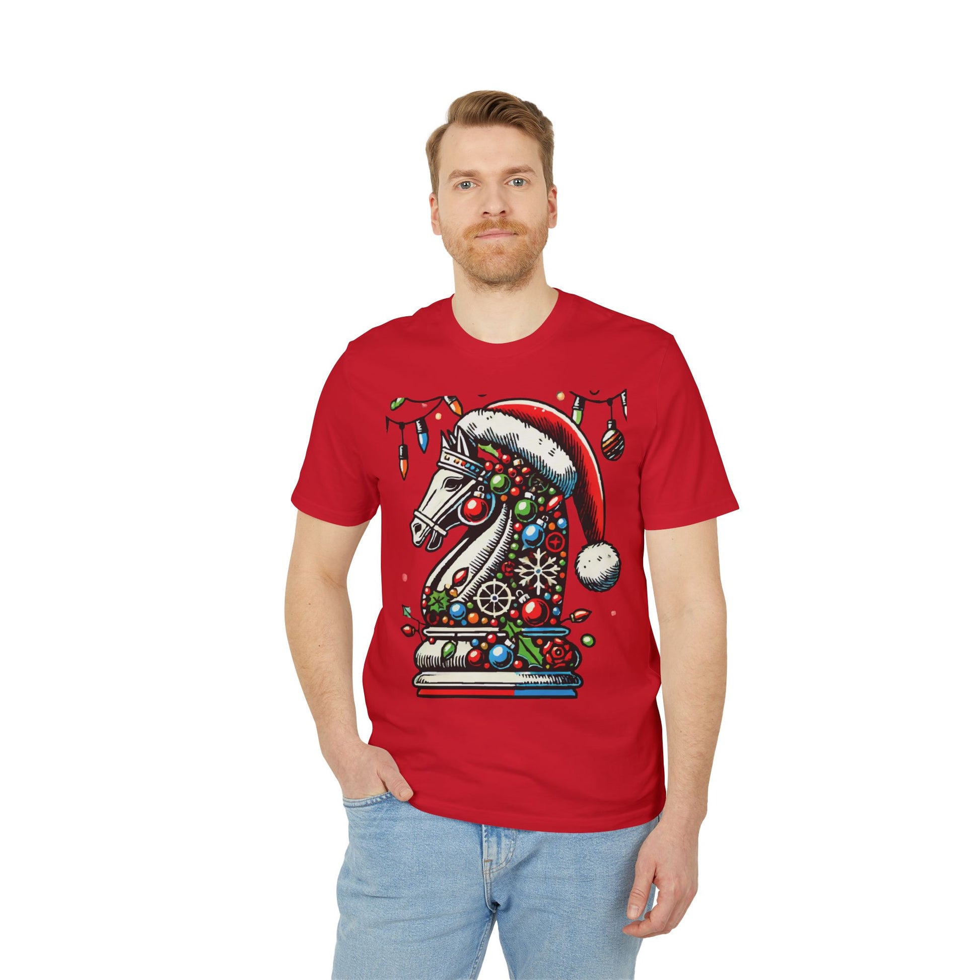 Unisex Creator 2.0 T-shirt – Caballo de Ajedrez Navideño en Pop Art   T-Shirt