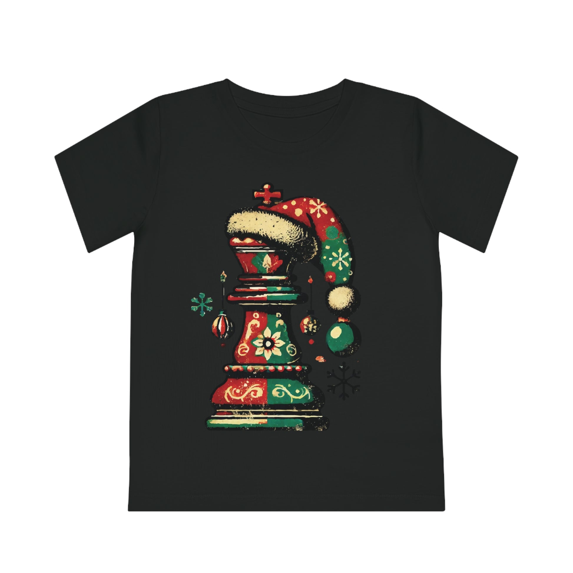 Camiseta Infantil de Navidad – Rey Ajedrez Vintage en Algodón Orgánico   Kids clothes  27.00 Black-12-14-Years