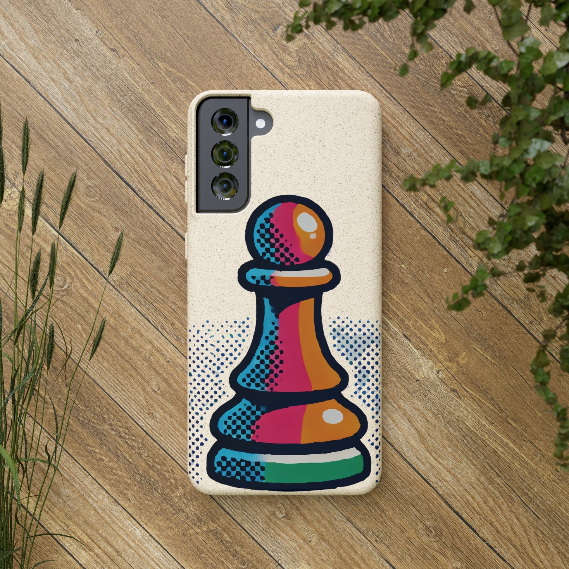 “Funda Biodegradable Peón de Ajedrez – Protección Sostenible Arte Abstracto”   Phone Case