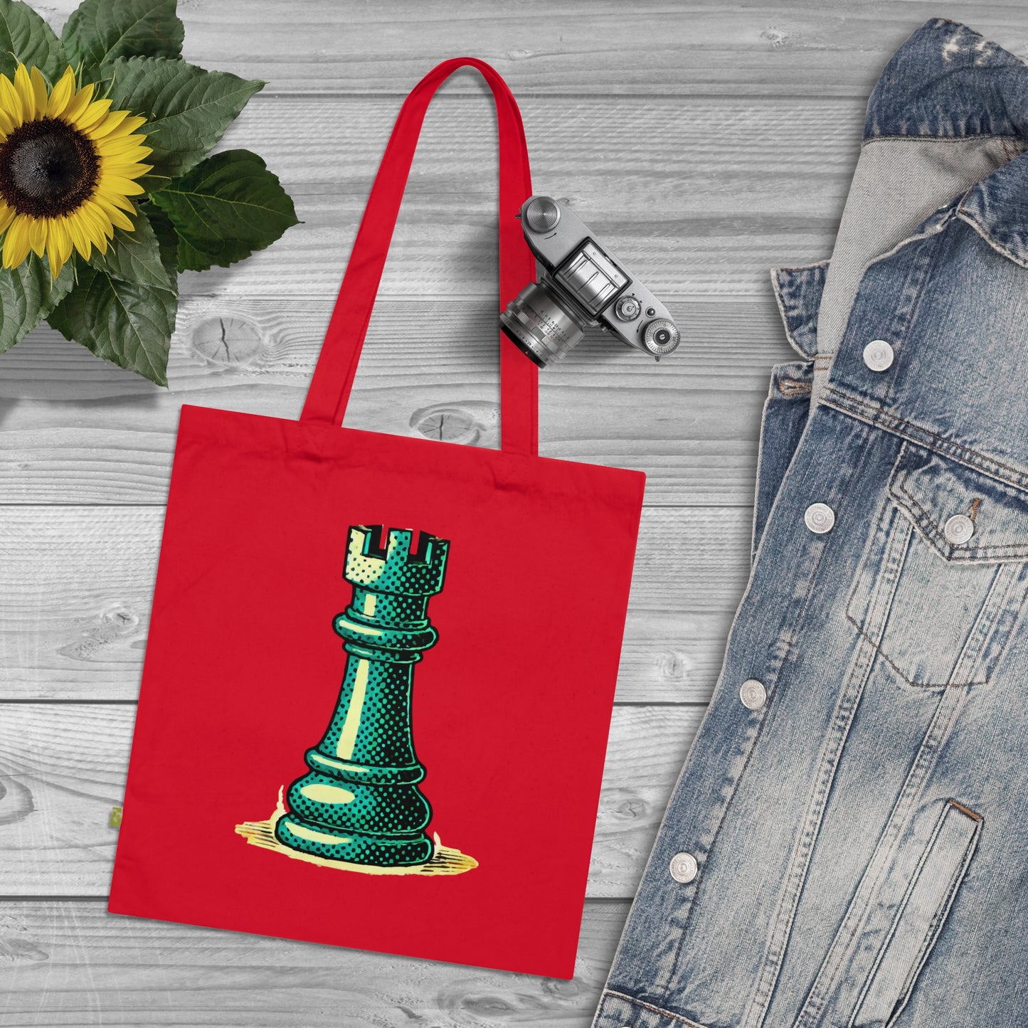 Chess Tower Pop Art Organic Cotton Tote Bag   Bags