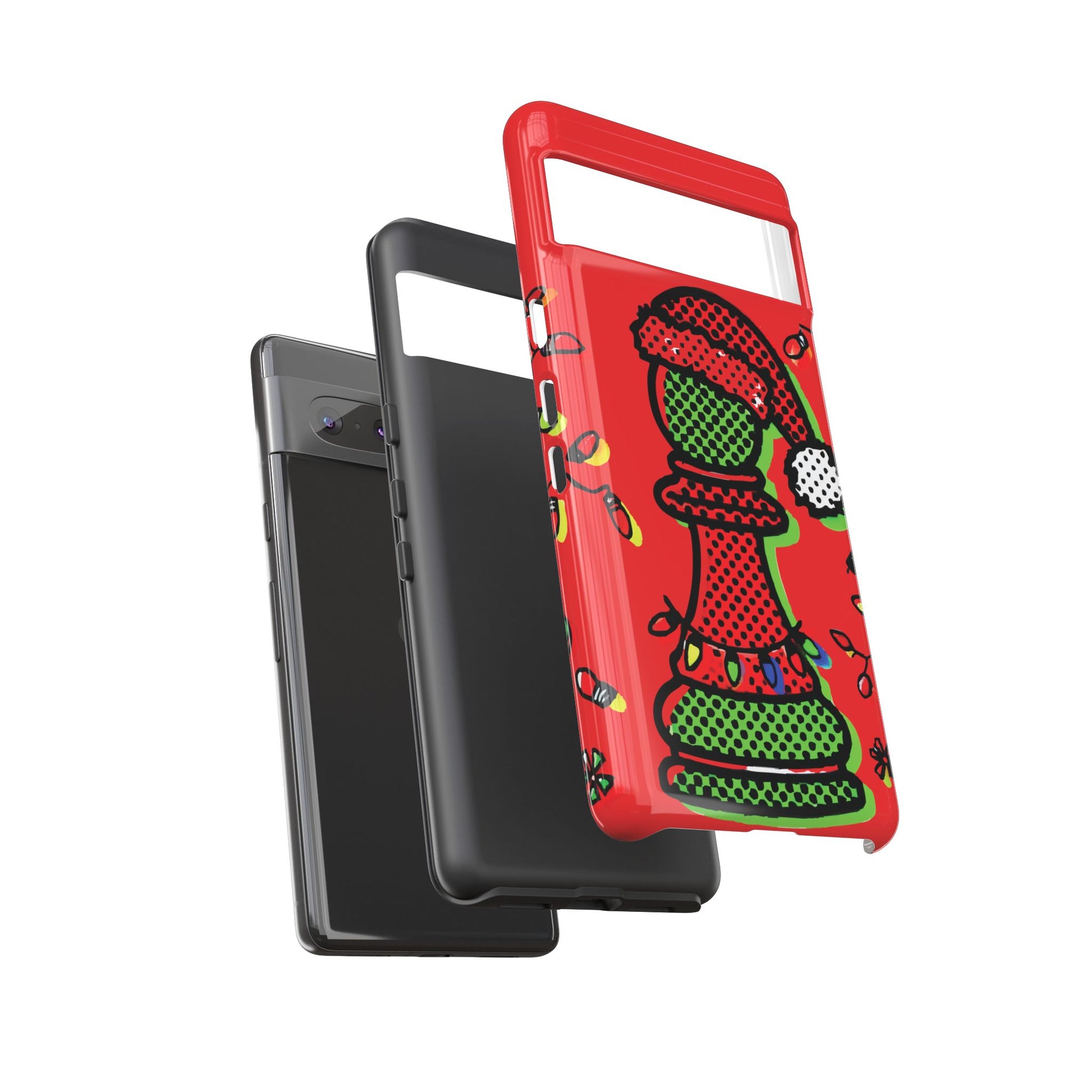 Funda Tough Peón de Ajedrez Navideño Pop Art – iPhone, Samsung y Pixel   Phone Case