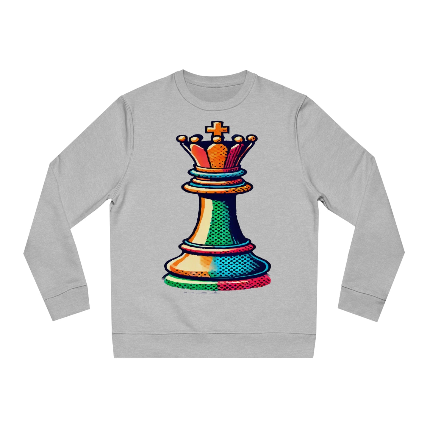 “Sudadera Unisex Rey de Ajedrez – Estilo Pop Art y Algodón Orgánico”   Sweatshirt  72.00 Heather-Grey-2XL