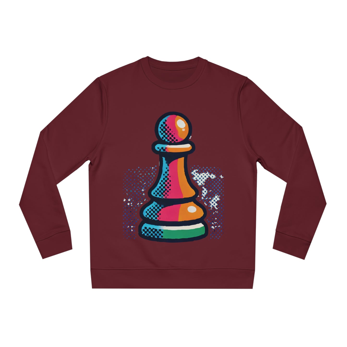 “Sudadera Unisex Peón de Ajedrez – Algodón Orgánico y Arte Moderno”   Sweatshirt  72.00 Burgundy-2XL