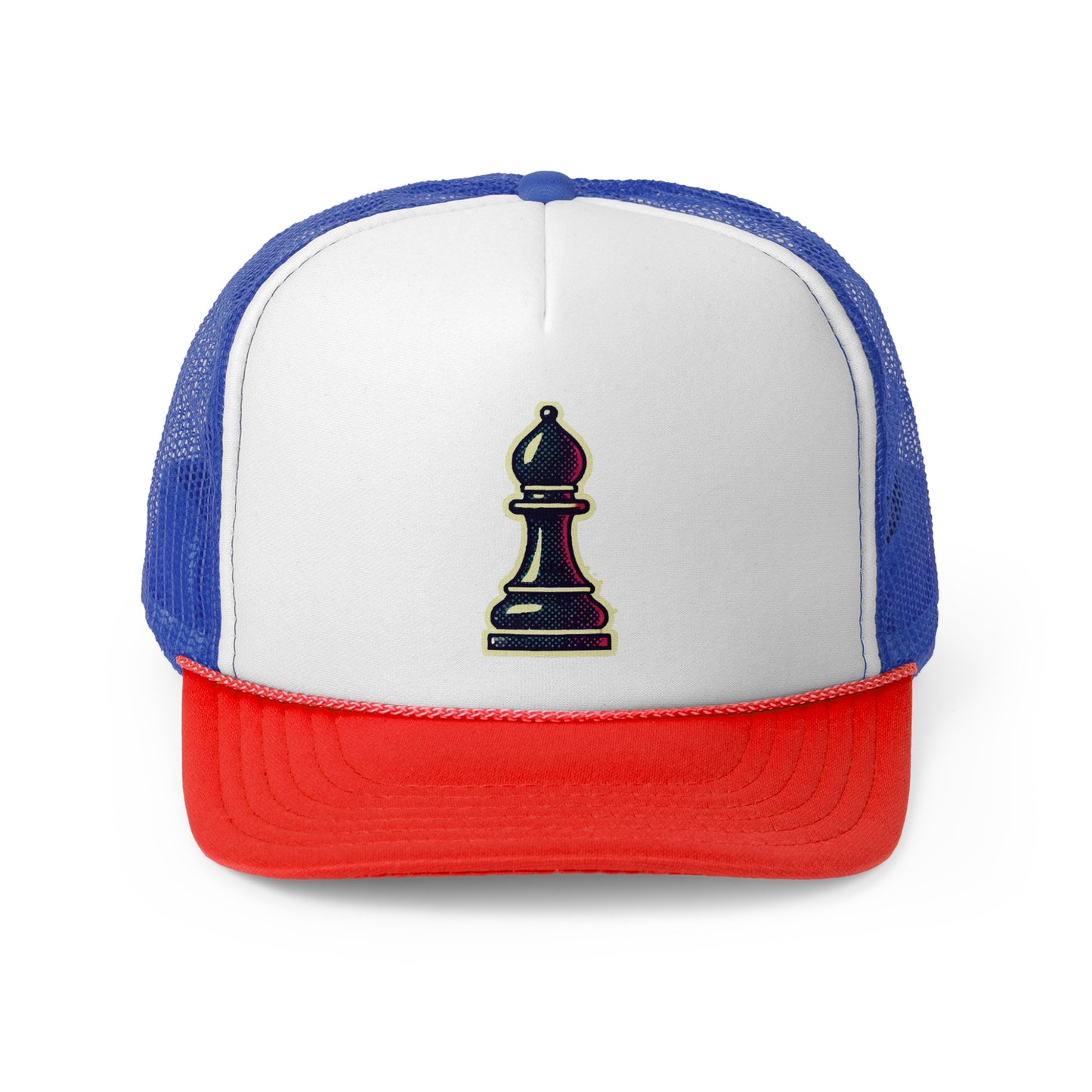 “Gorra Trucker Alfil de Ajedrez – Diseño Pop Art y Ajuste Moderno”   Hats  27.00 Blue-Red-One-size