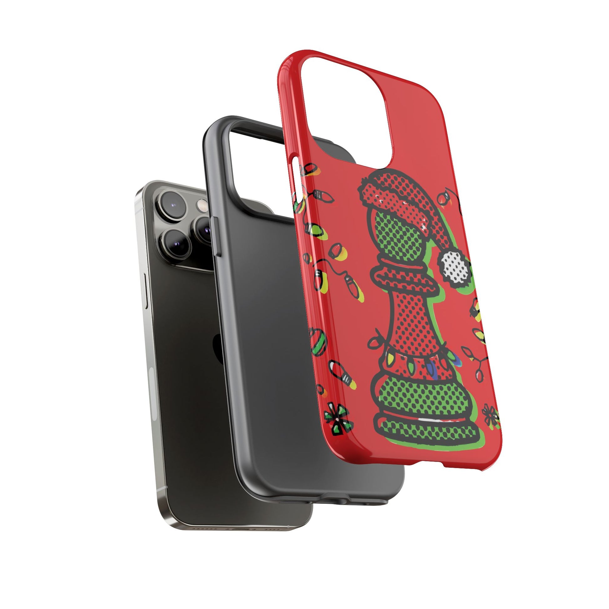 Funda Tough Peón de Ajedrez Navideño Pop Art – iPhone, Samsung y Pixel   Phone Case