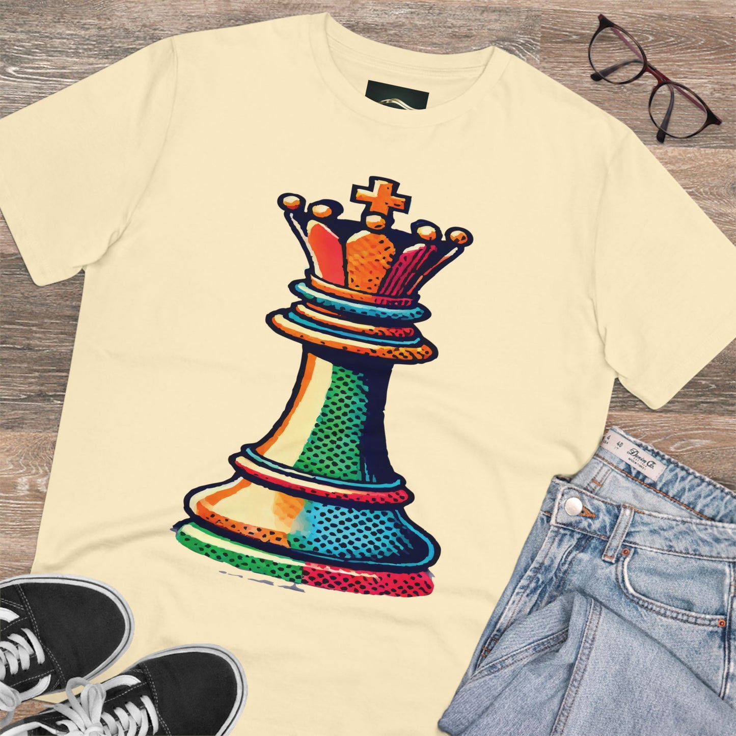 “Camiseta Unisex Rey de Ajedrez – Algodón Orgánico con Diseño Pop Art”   T-Shirt  33.00 Butter-3XL