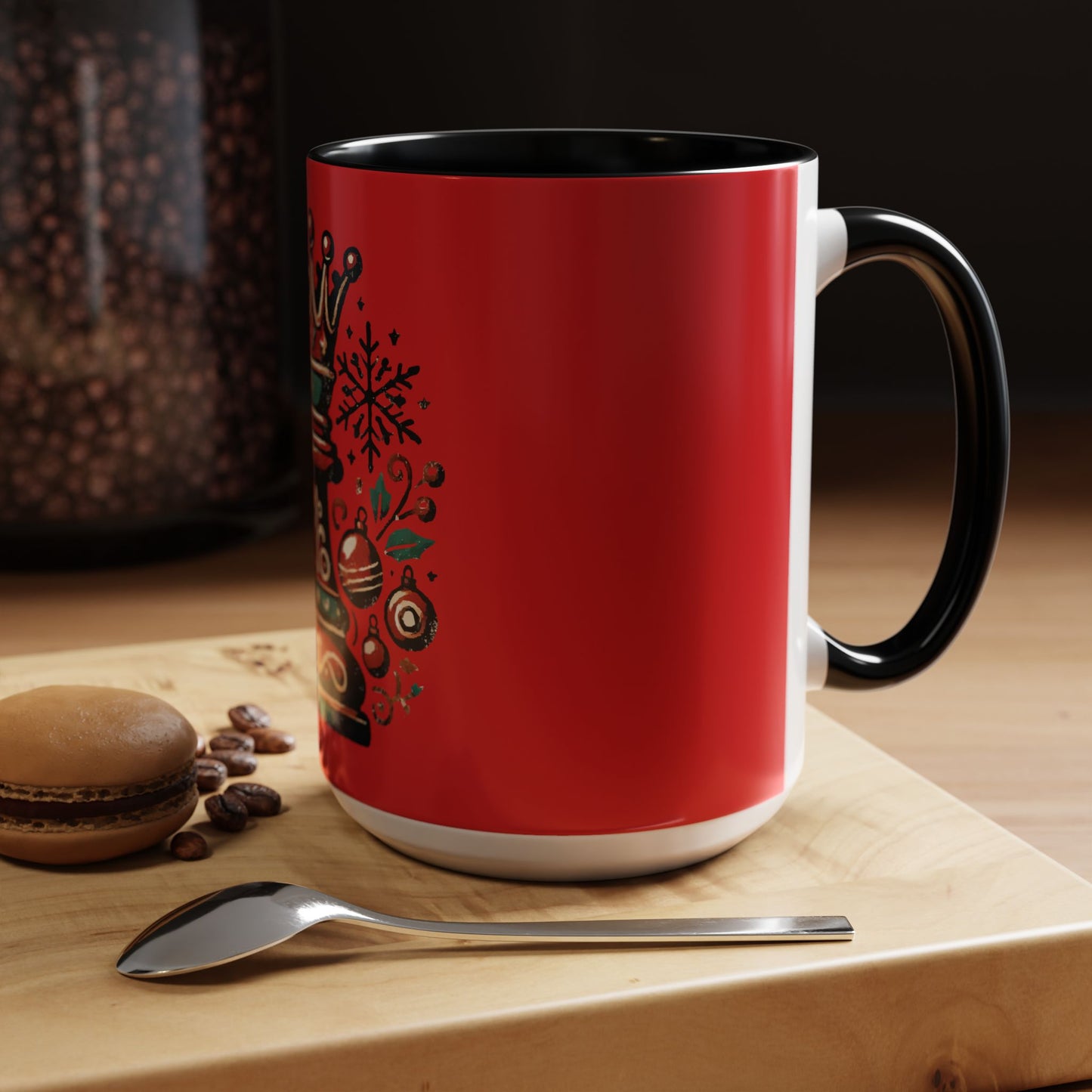 Taza de Cerámica con la Reina de Ajedrez en Estilo Vintage Navideño   Mug