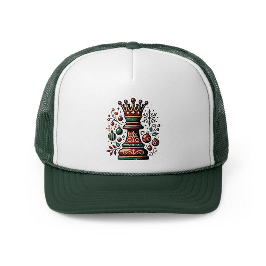 Gorra Trucker Navideña Reina de Ajedrez – Estilo Vintage y Festivo   Hats  24.00 Dark-Green-One-size