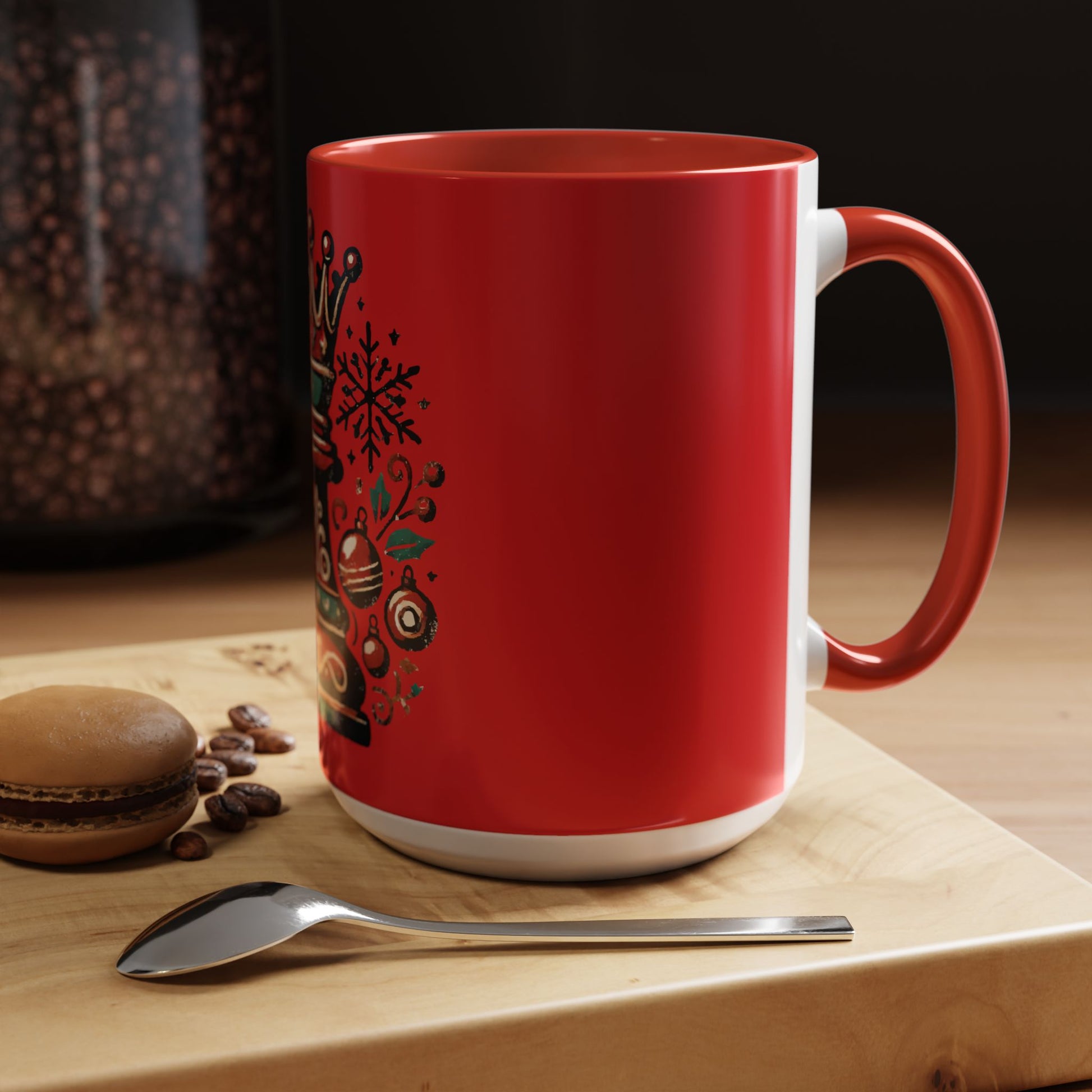 Taza de Cerámica con la Reina de Ajedrez en Estilo Vintage Navideño   Mug