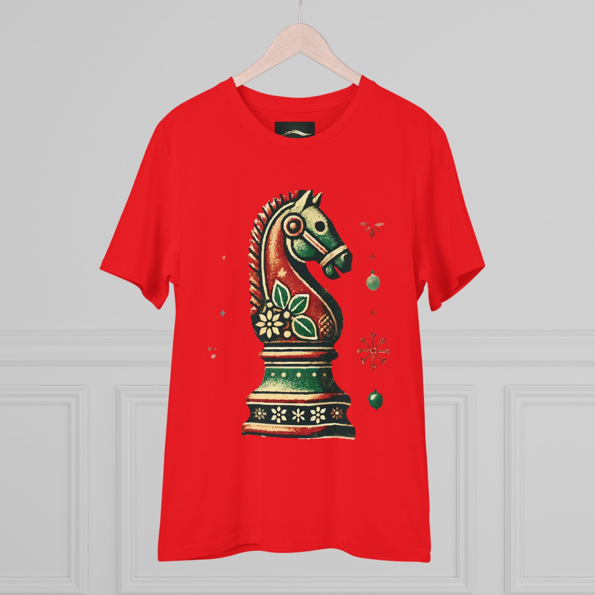 Camiseta Unisex de Algodón Orgánico con Diseño de Caballo Vintage Navideño   T-Shirt