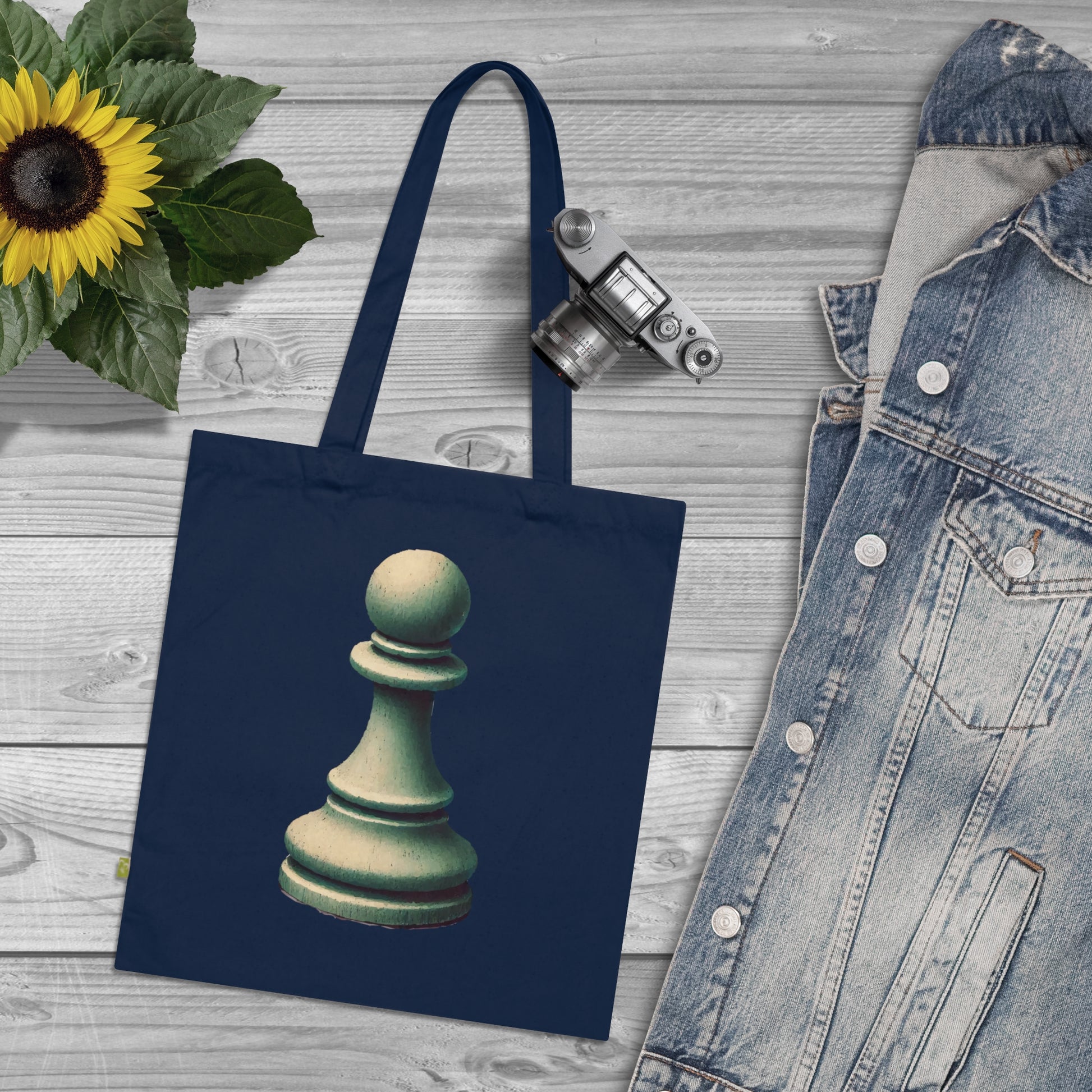 “Organic Cotton Tote Bag – Vintage Pawn Design, Eco-Friendly & Durable”   Bags