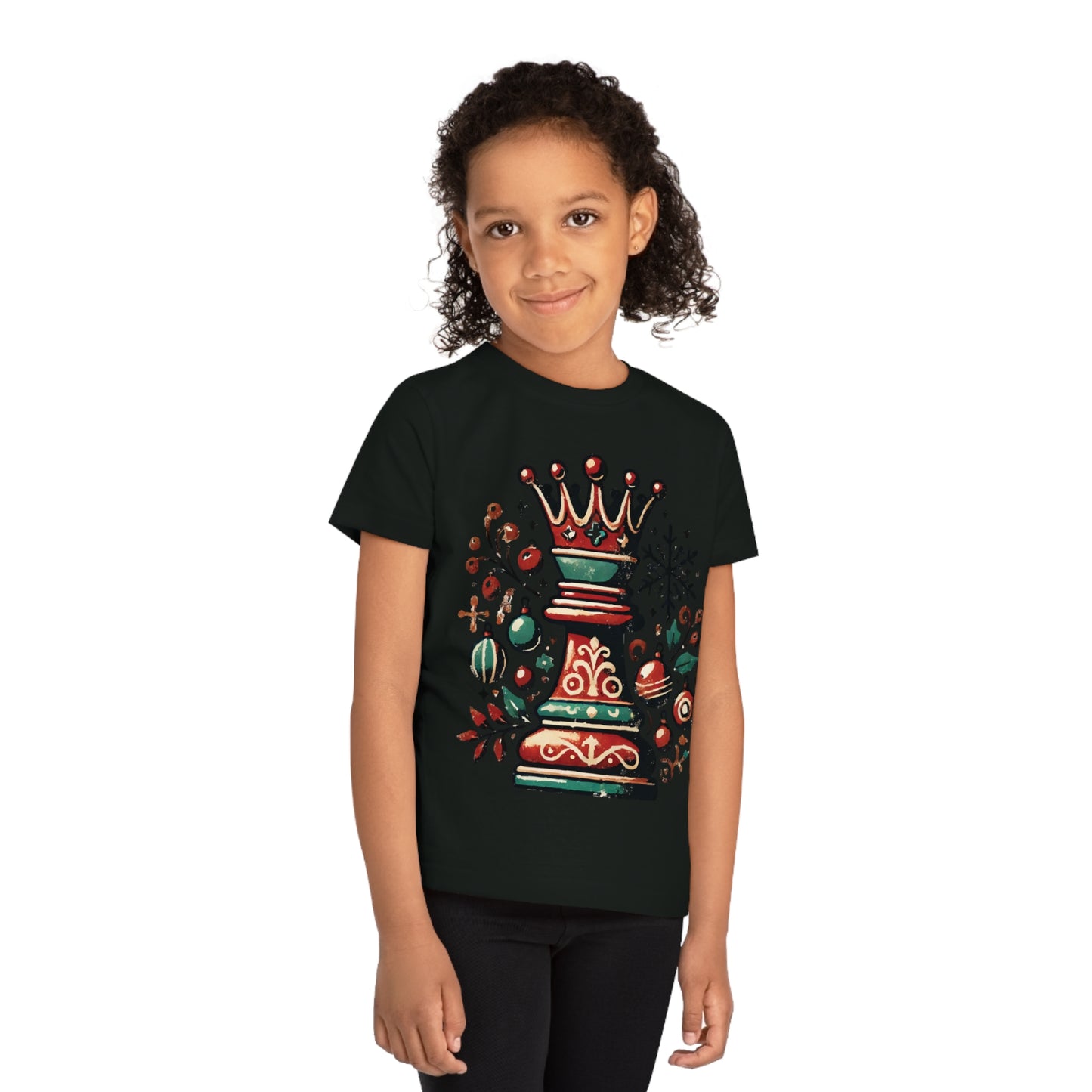 Camiseta Infantil Creator – Reina Ajedrez Vintage, Estilo Navideño Único   Kids clothes