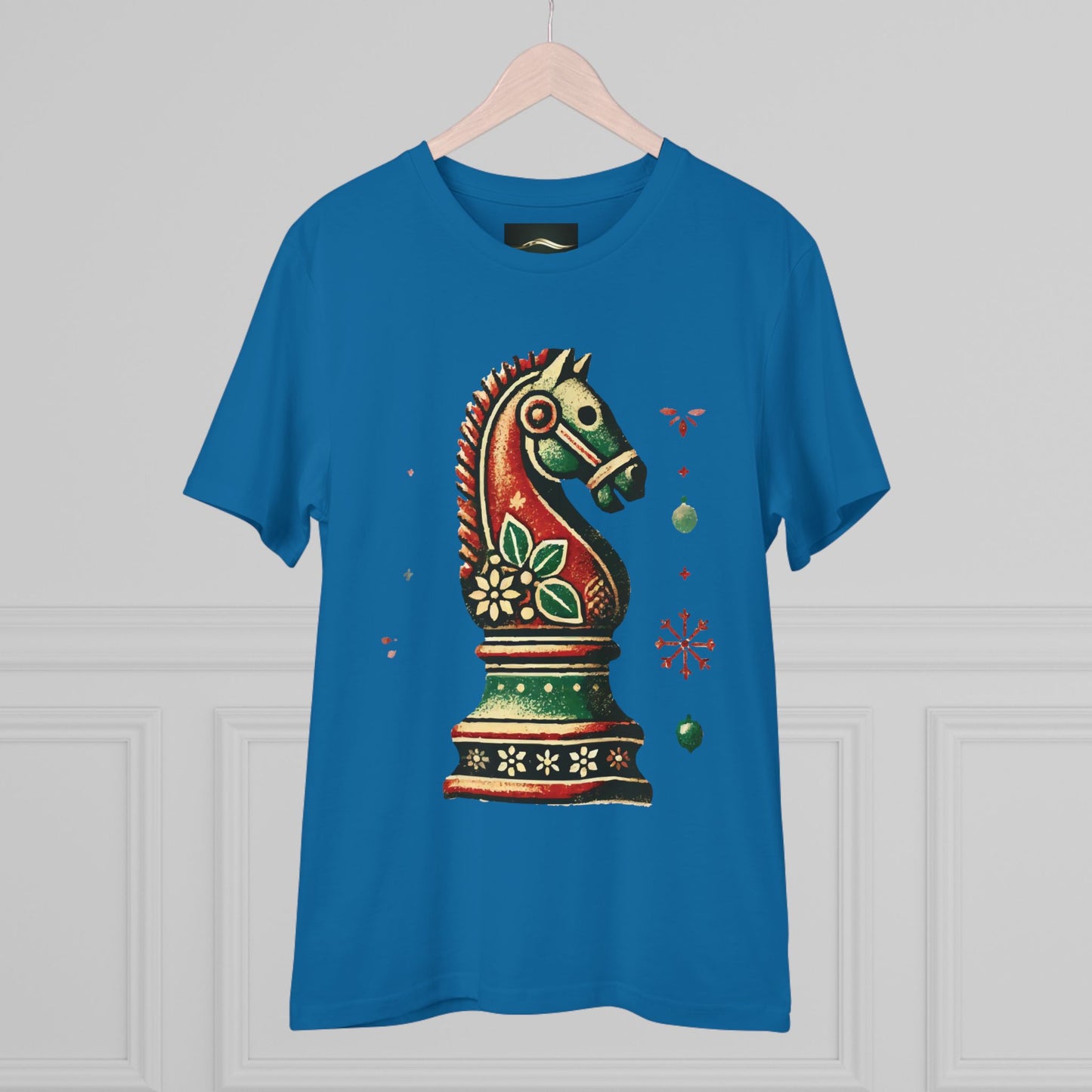 Camiseta Unisex de Algodón Orgánico con Diseño de Caballo Vintage Navideño   T-Shirt