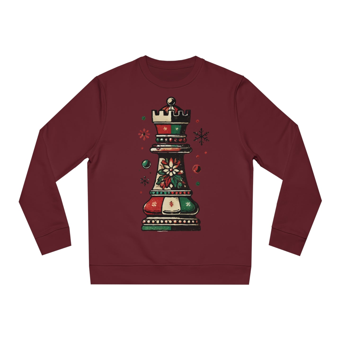 Sudadera Unisex Changer Navideña Vintage con Torre de Ajedrez   Sweatshirt  66.00 Burgundy-2XL